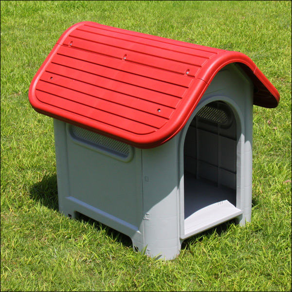 KENNEL BLUE WHITE RED ROOF HATCH HIDEOUT DOG HOUSE DOG HUT PLASTIC eBay