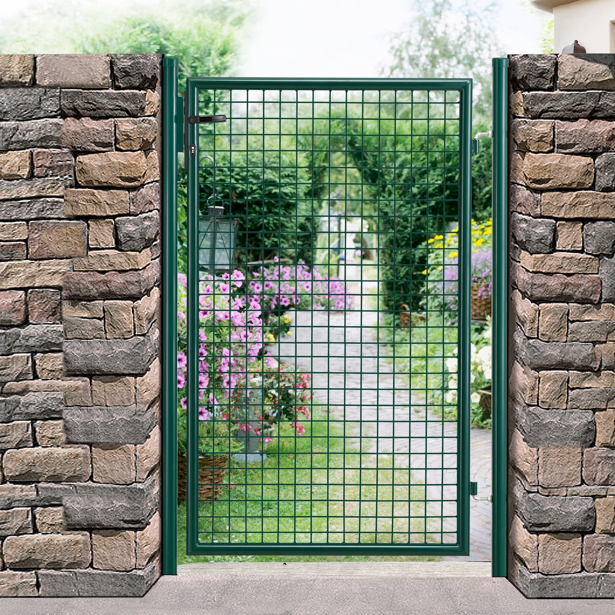 [pro.tec]® Gartentür grün Gartentor Zauntür Gartenpforte Gartenzaun Tür