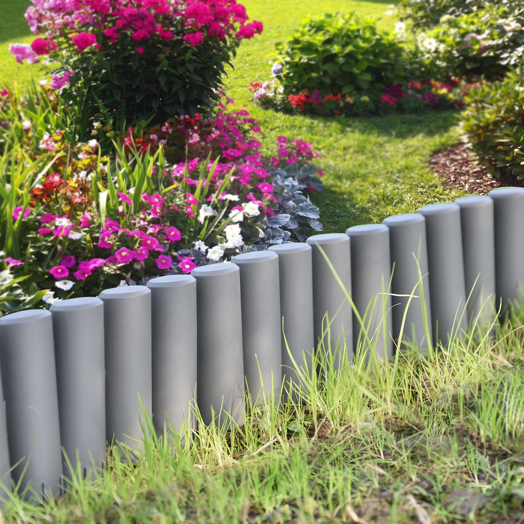 [casa.pro]® 5,4m Palisade Beetumrandung Rasenkante Beeteinfassung