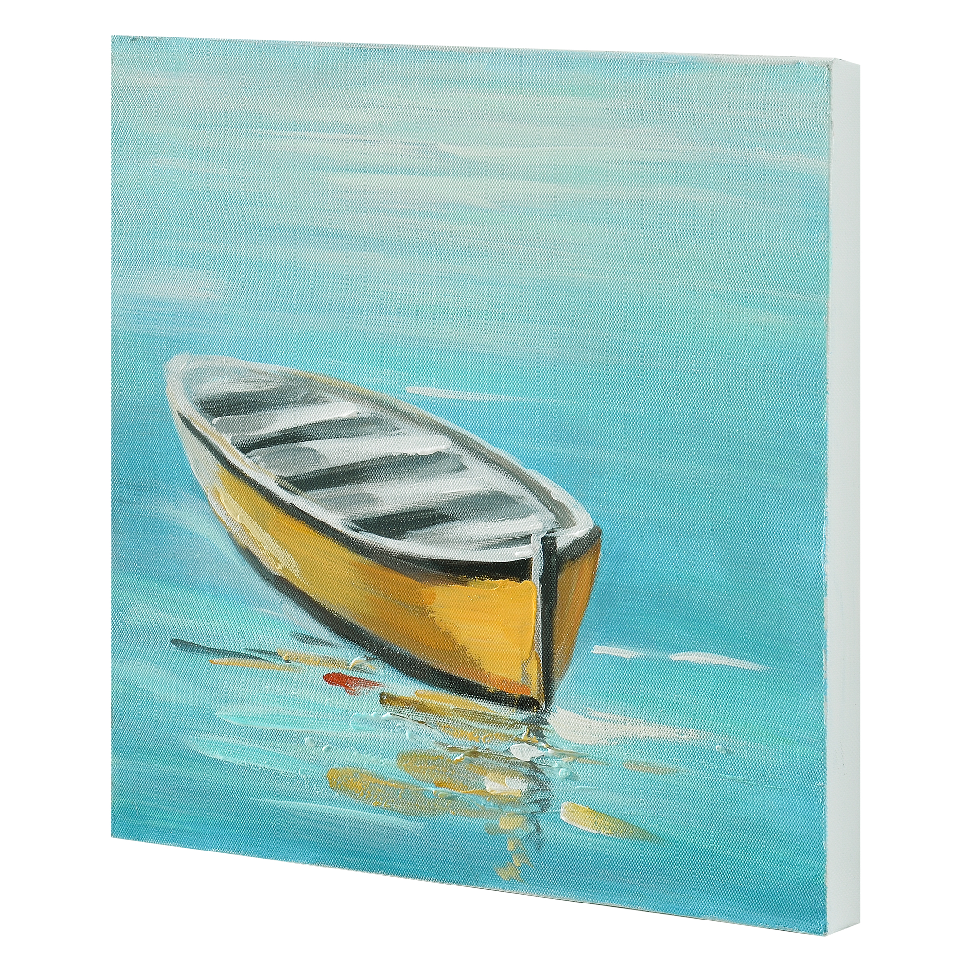 Wandbild 30x30cm Boot Handgemalt Leinwand GERAHMT Acryl Gemälde art.work