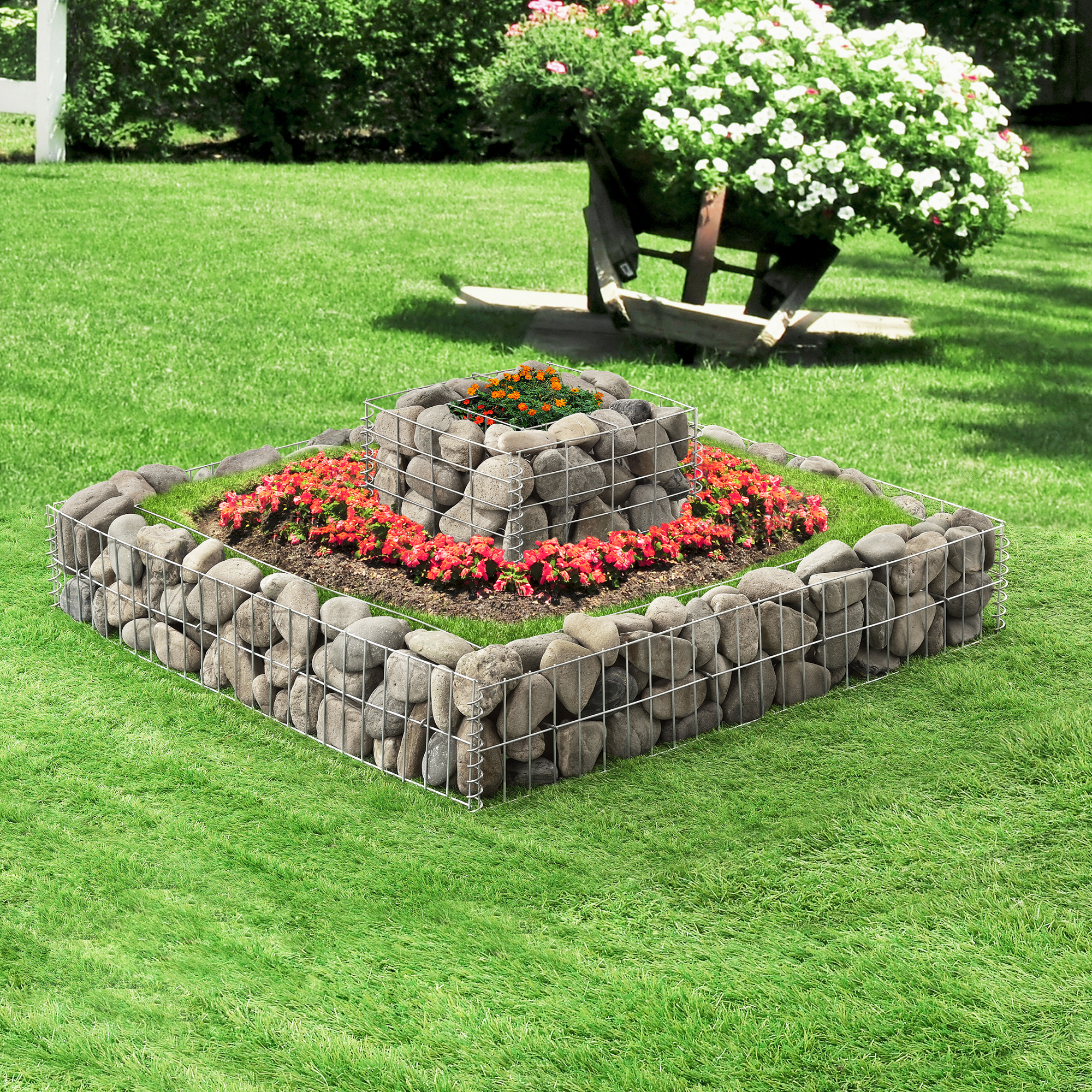 [pro.tec] Gabions Set of 2 Raised Bed Gabion baskets flower wire basket