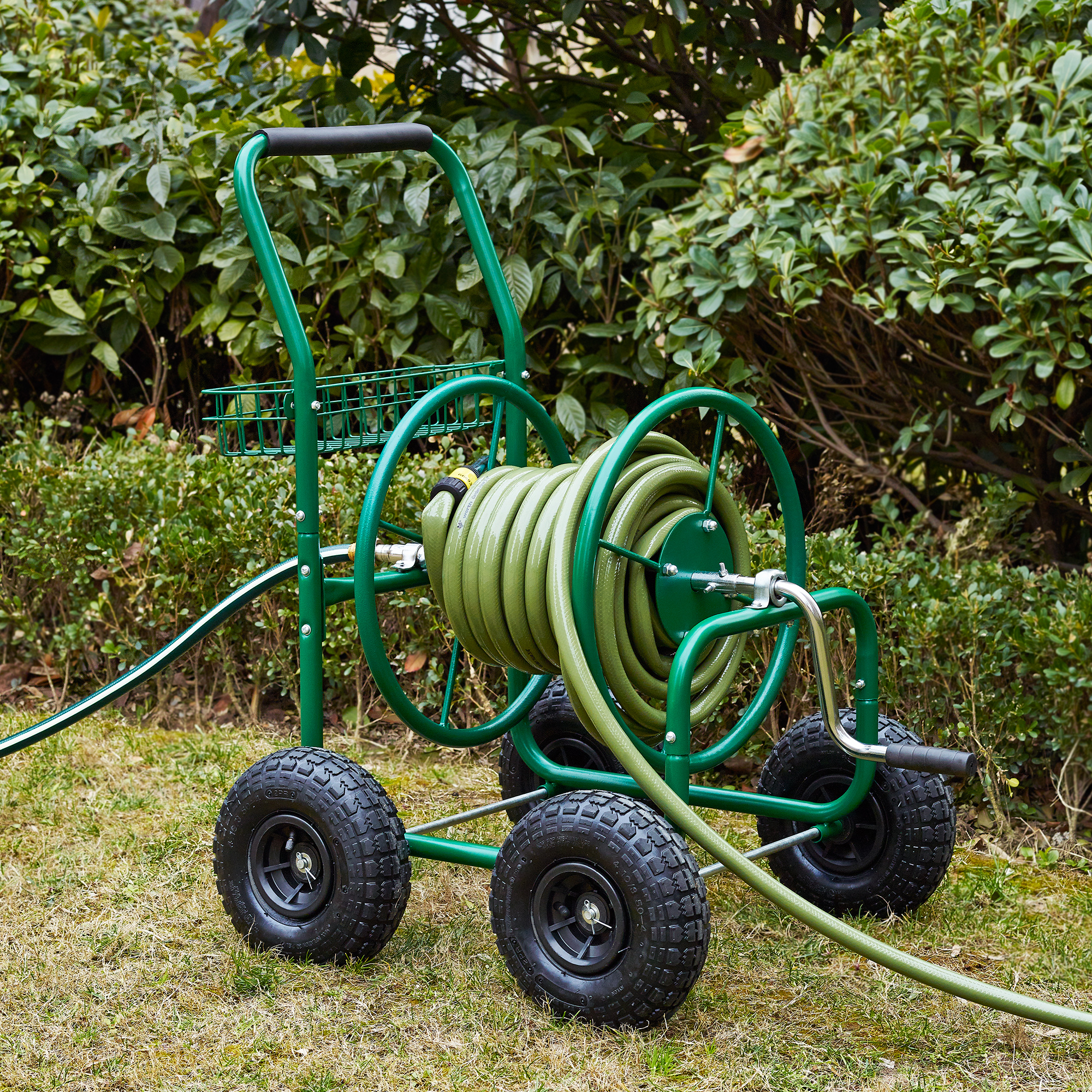 pro.tec Metal Hose cart 80m hose Drum Retractor Garden hose eBay