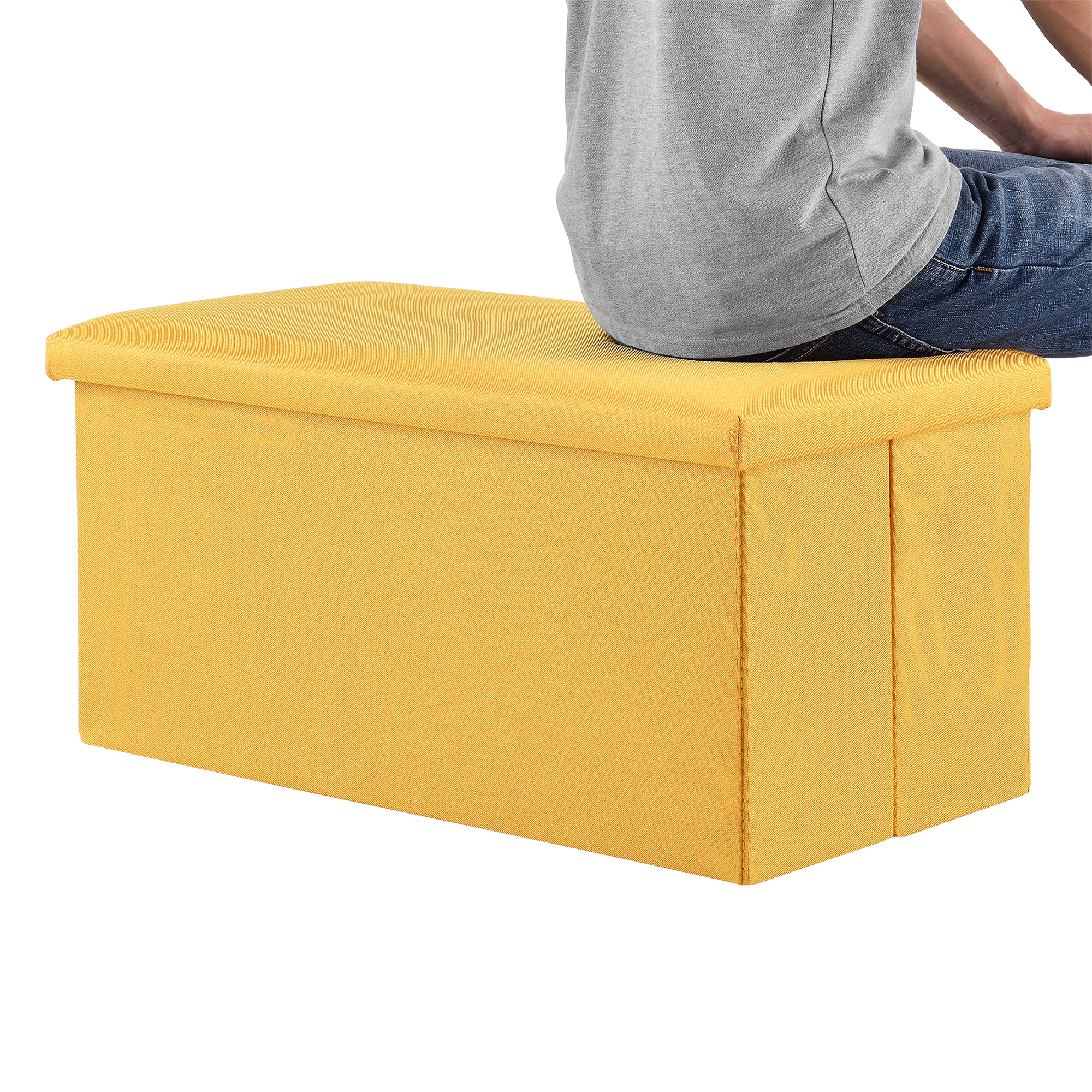 [en.casa]® Ottomane Sitztruhe 76x38x38cm Faltbox Sitzhocker Betthocker