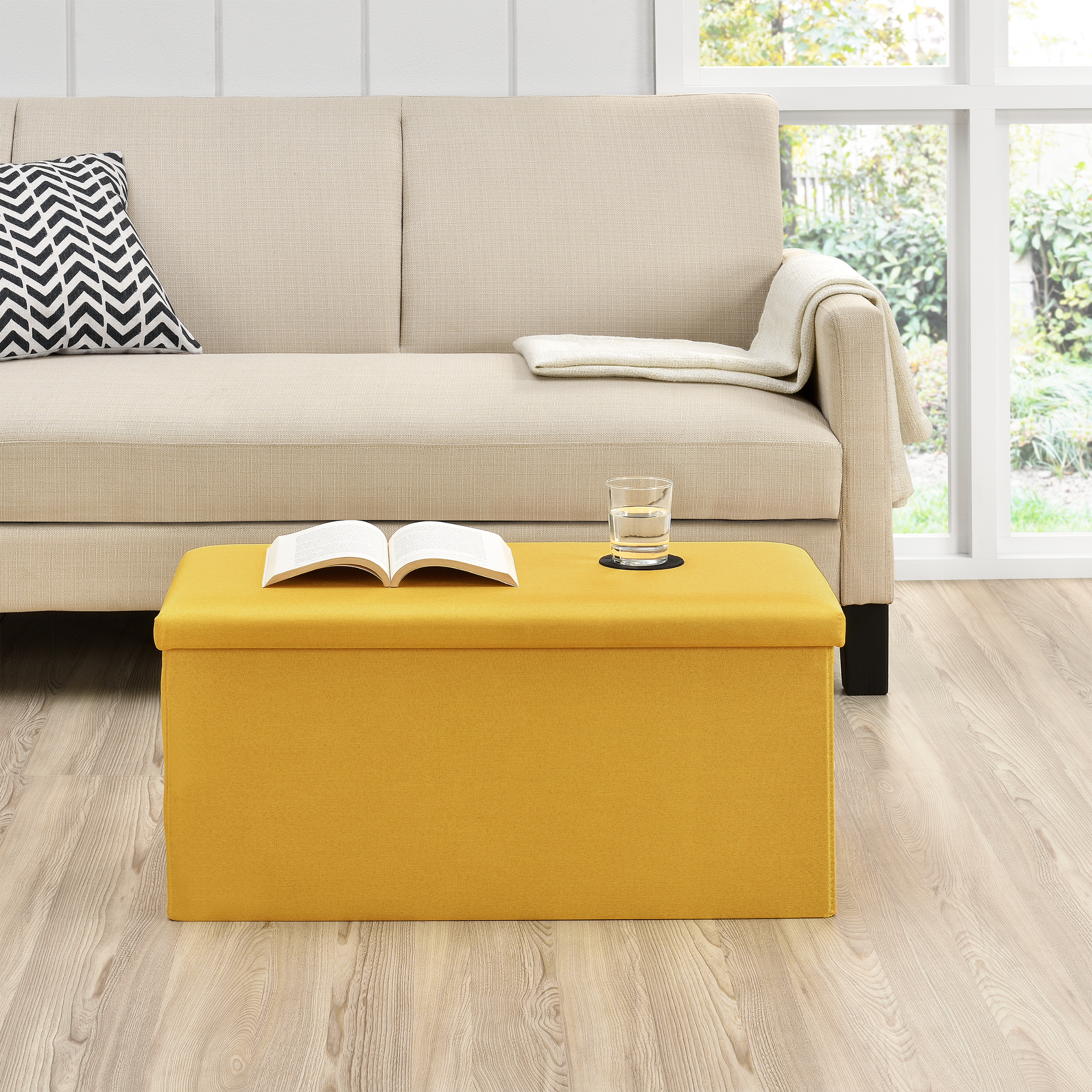 [en.casa]® Ottomane Sitztruhe 76x38x38cm Faltbox Sitzhocker Betthocker