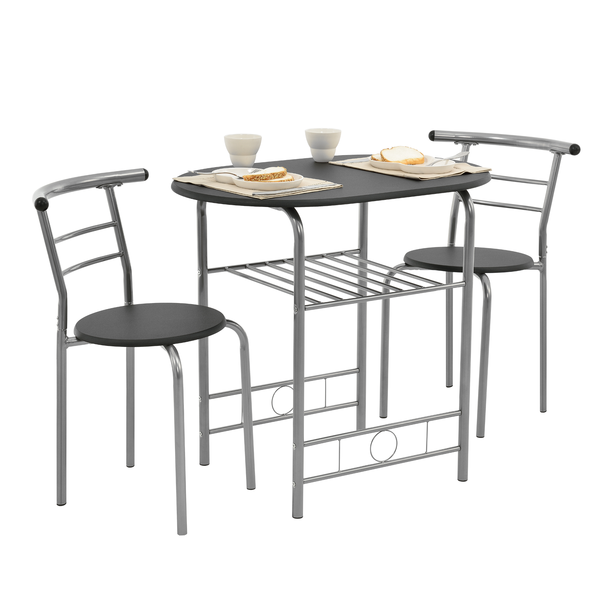 En Casa Bistro Set Schwarz Grau Tisch Und Stuhlset Sitzgruppe Esstisch Stuhle Ebay