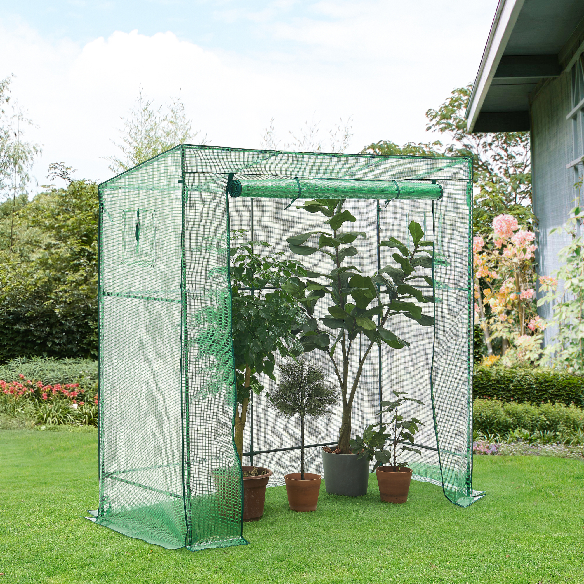 Serra da Giardino Vlaardingen con Telaio in Acciaio (LuxLaxA) 198 x 78 x 180-200 cm [en.casa]