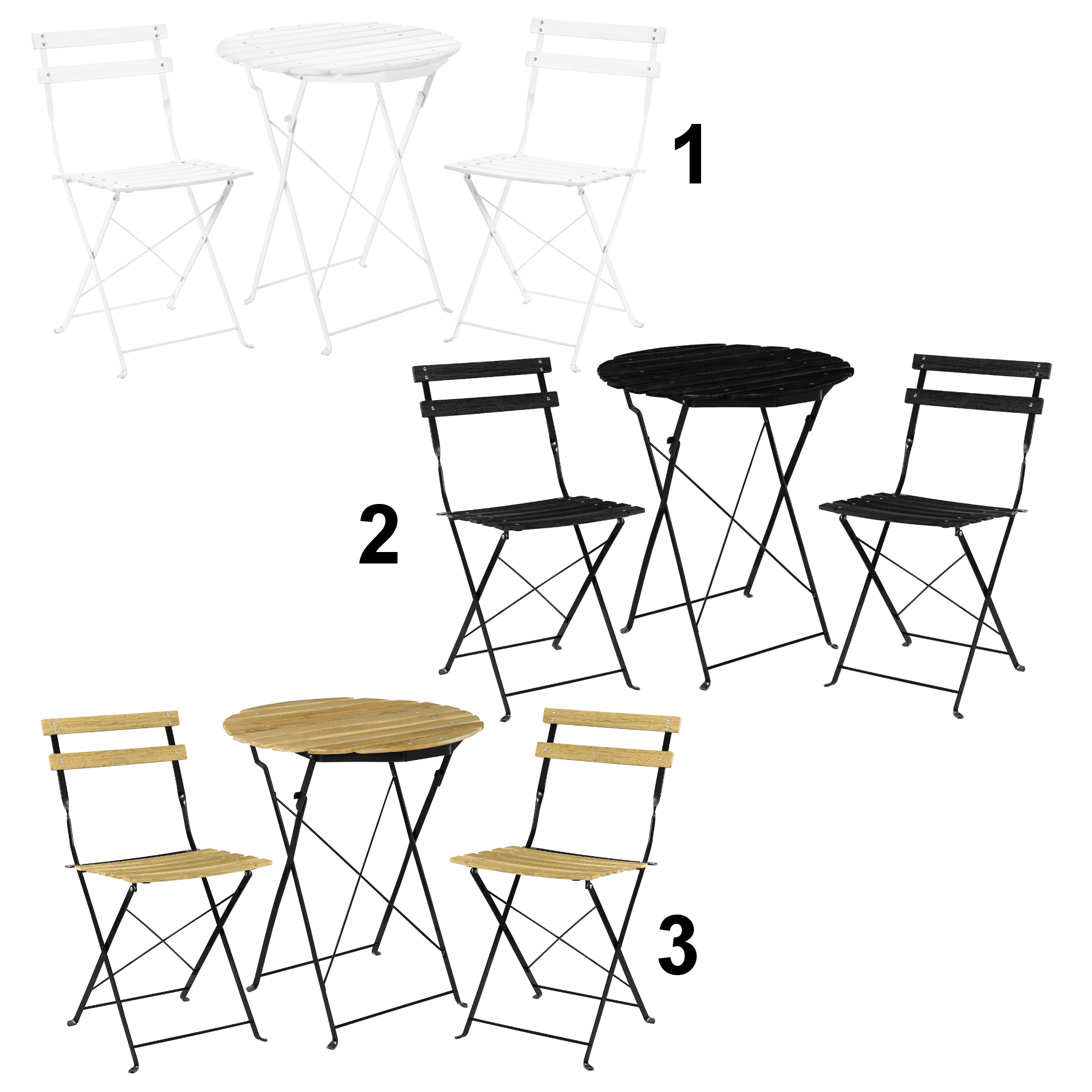 [casa.pro]® Bistro Set Tisch 2 Stühle Essgruppe Sitzgruppe Gartenmöbel