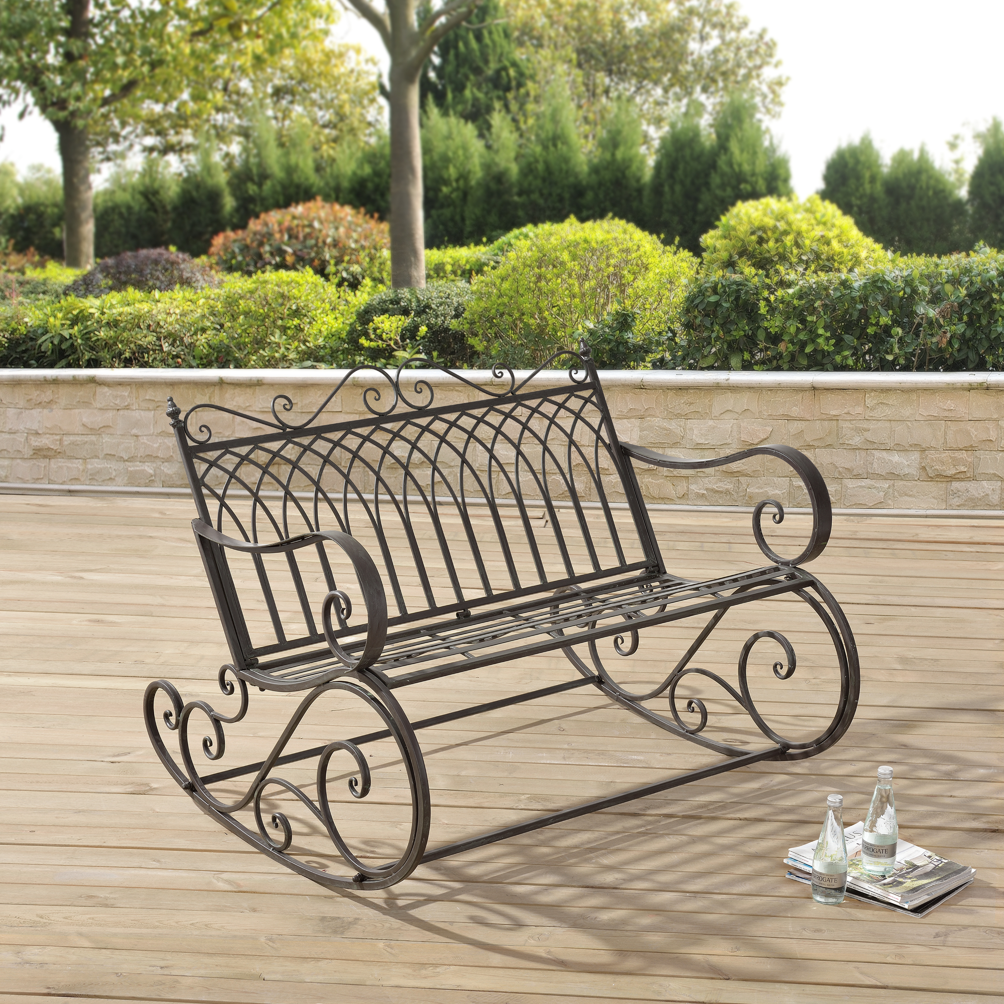[CASA.PRO] BANC À bascule Banc jardin meuble jardin métal balançoire