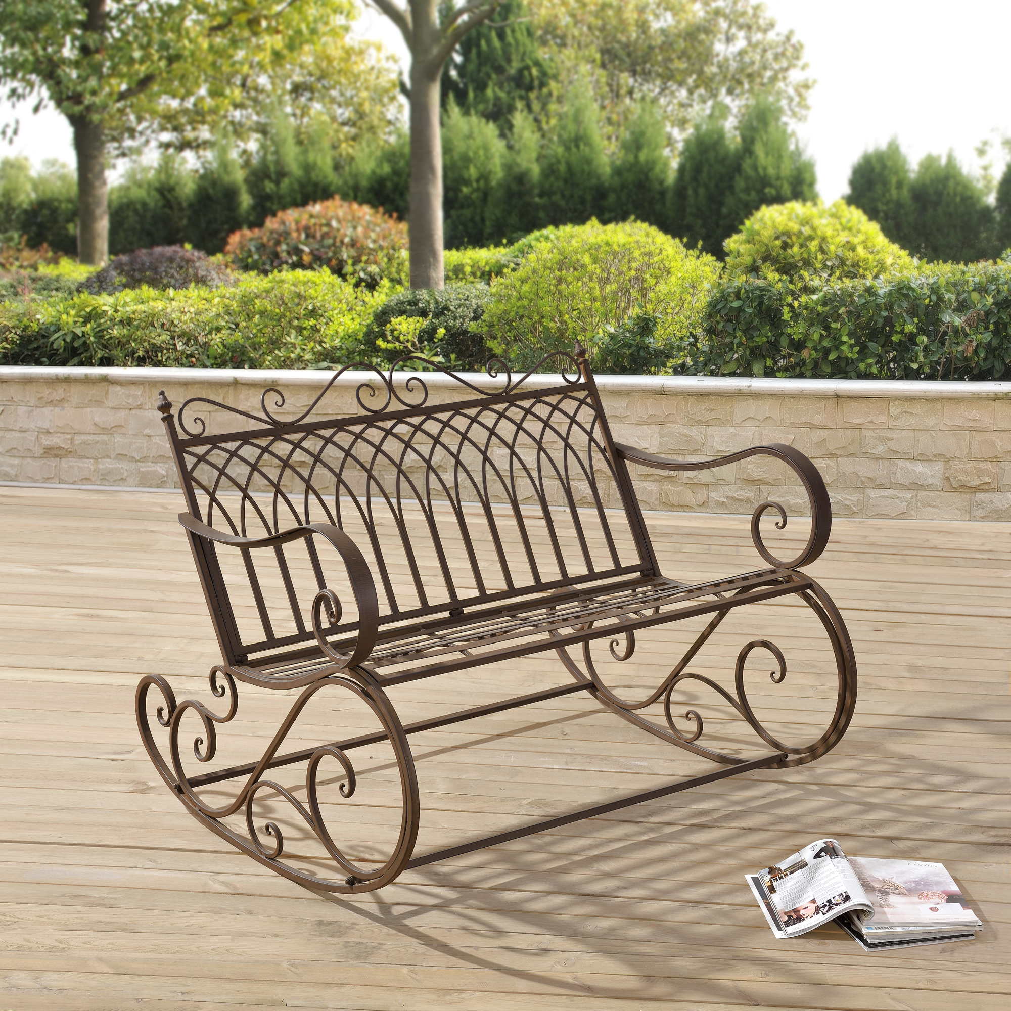 [en.casa] Schaukelbank Bank Gartenbank Gartenmöbel Metall Schaukel