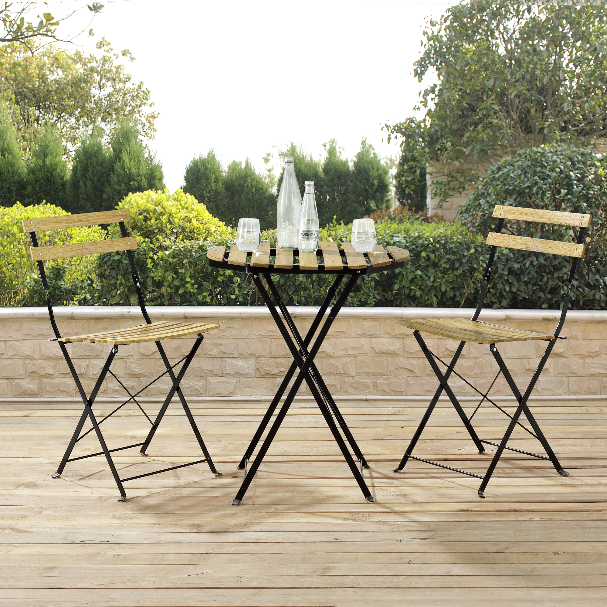 [casa.pro]® Bistro Set Tisch 2 Stühle Essgruppe Sitzgruppe Gartenmöbel