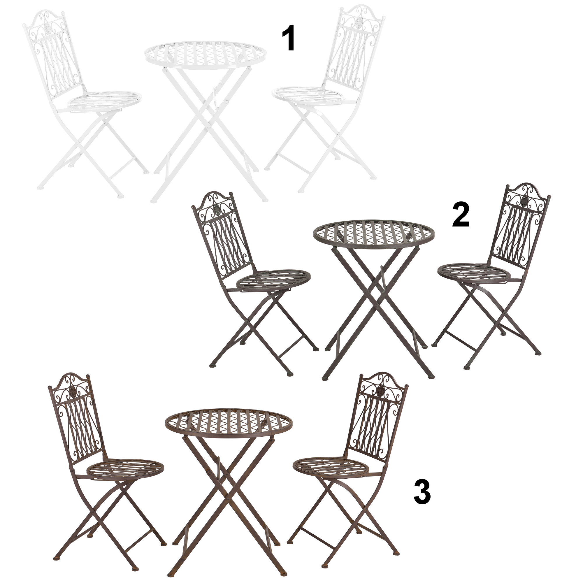 [en.casa] Bistro Set Tisch 2 Stühle Essgruppe Sitzgruppe Gartenmöbel