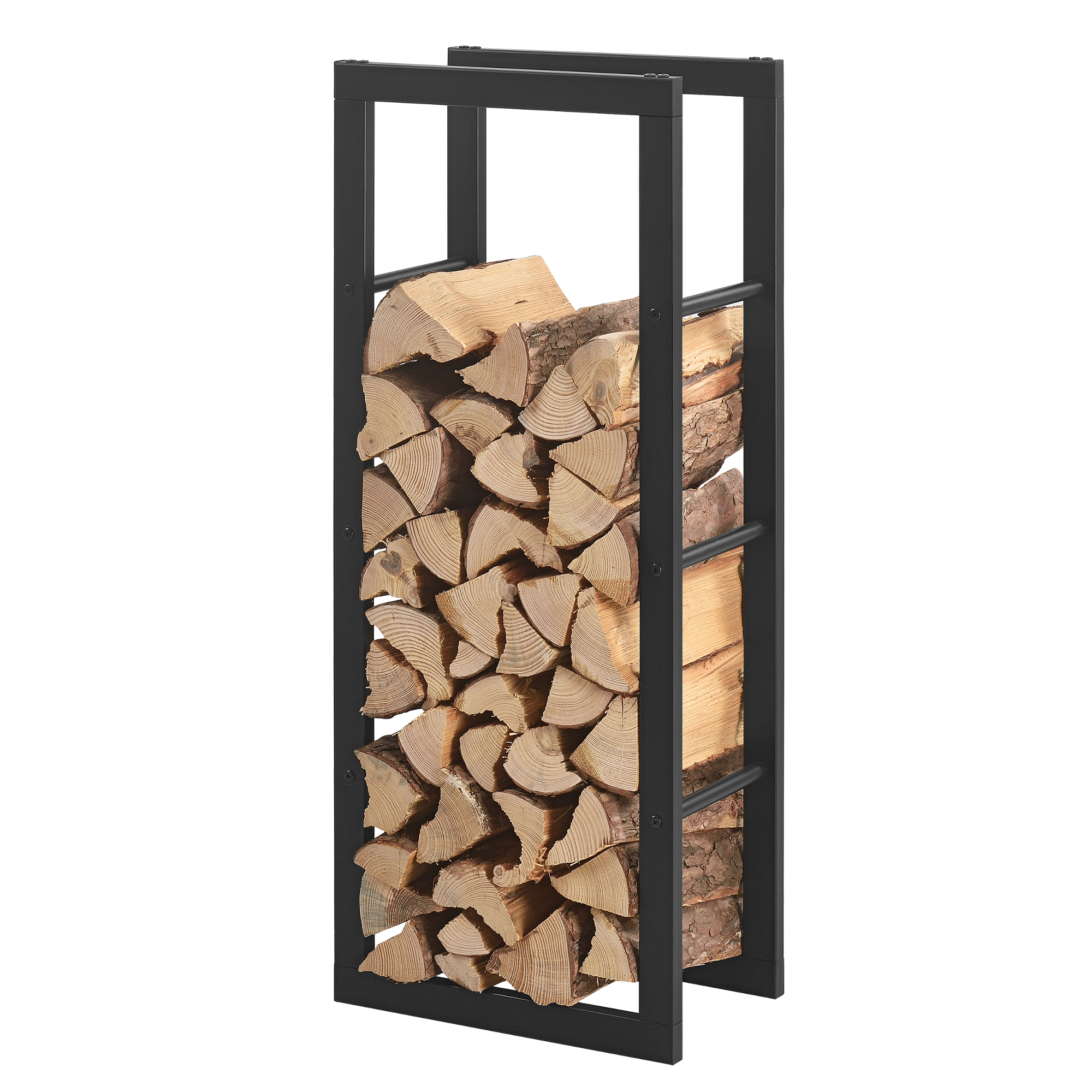 Portalegna 'Täby' (LxPxA) 40 x 25 x 100 cm Deposito per Legna da Ardere Supporto Tronchi Scaffale in Acciaio da Legnaia