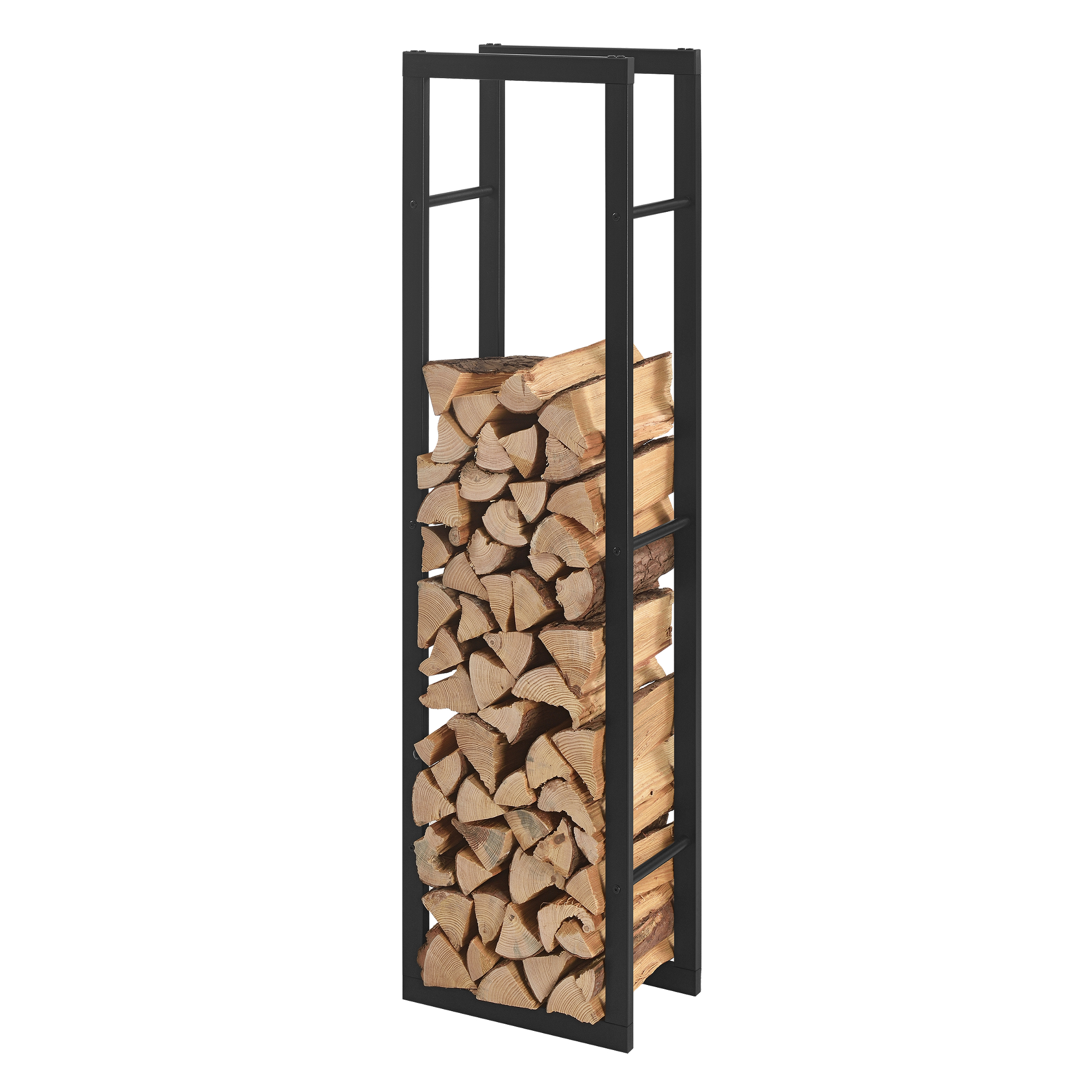 Portalegna 'Täby' (LxPxA) 40 x 25 x 150 cm Deposito per Legna da Ardere Supporto Tronchi Scaffale in Acciaio da Legnaia