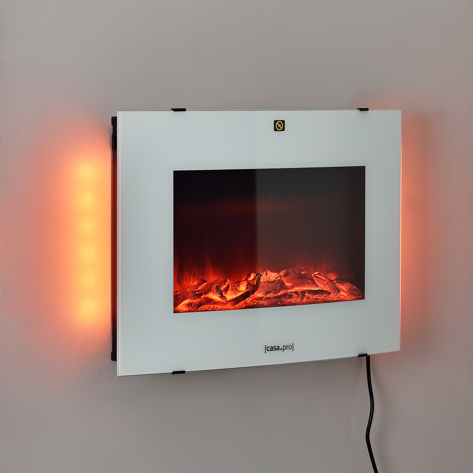Vidrio Termostato programable Incorporado Negro Chimenea el/éctrica 65 x 13,5 x 46 cm Animaci/ón de Fuego Pl/ástico Metal casa.pro