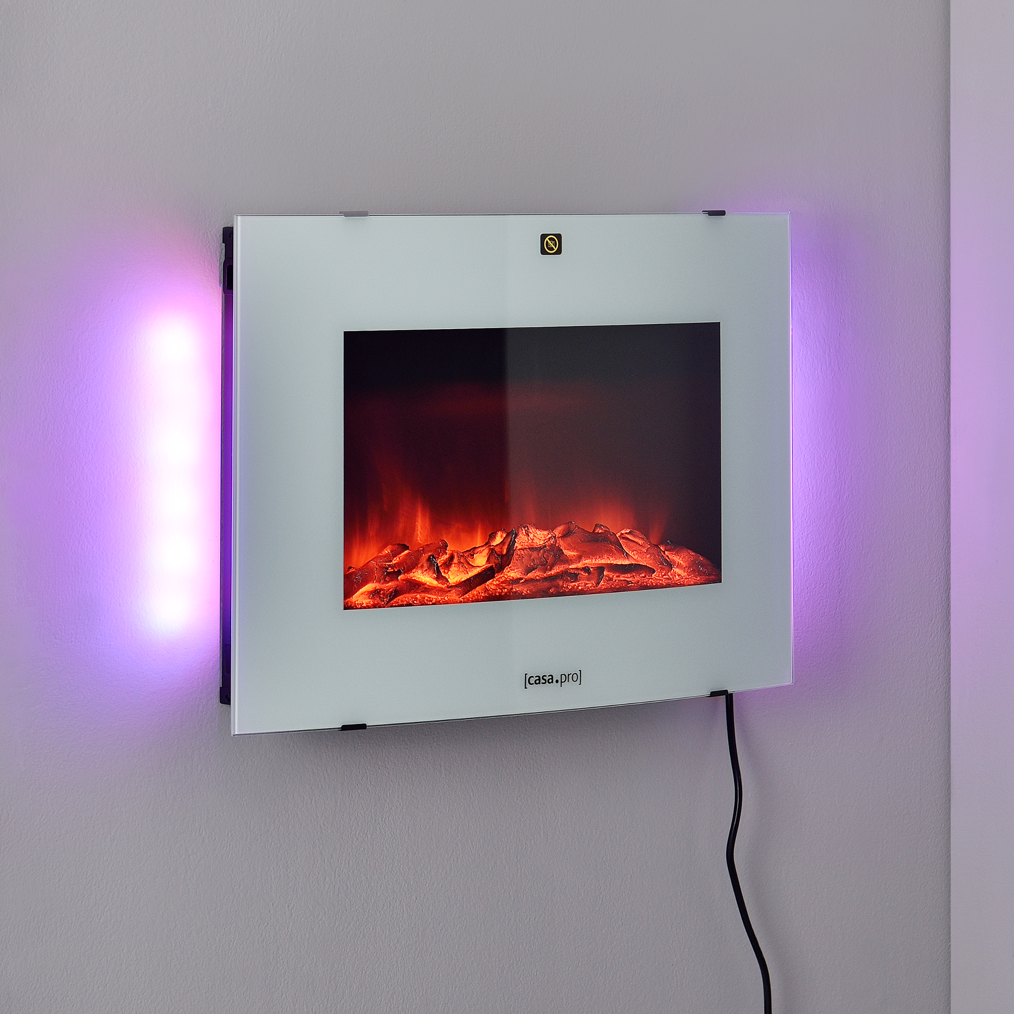 Vidrio Termostato programable Incorporado Negro Chimenea el/éctrica 65 x 13,5 x 46 cm Animaci/ón de Fuego Pl/ástico Metal casa.pro