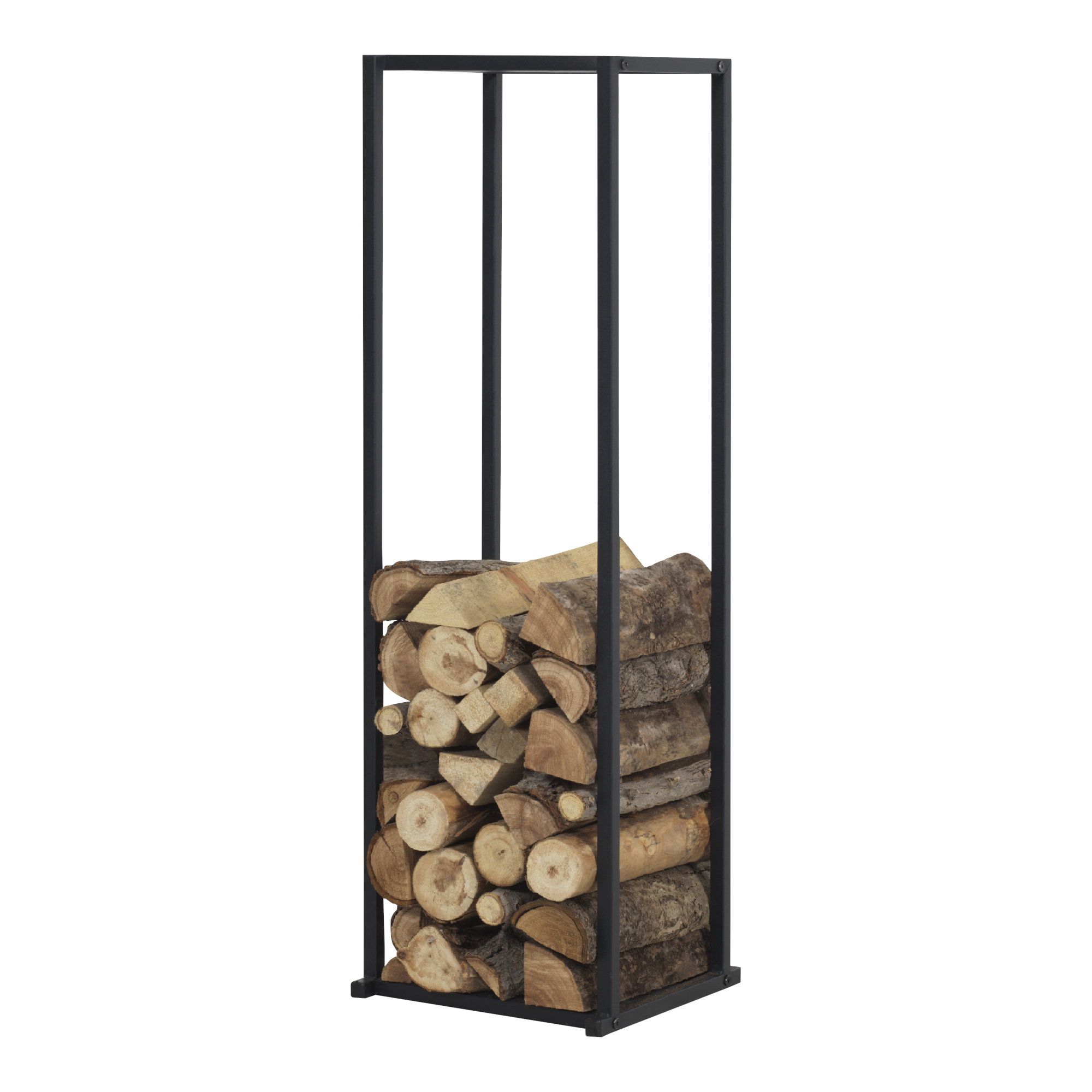 Portalegna 'Tibro' (LxPxA) 35 x 35 x 120 cm Deposito in Acciaio per Legna da Ardere Supporto per Tronchi da Legnaia -