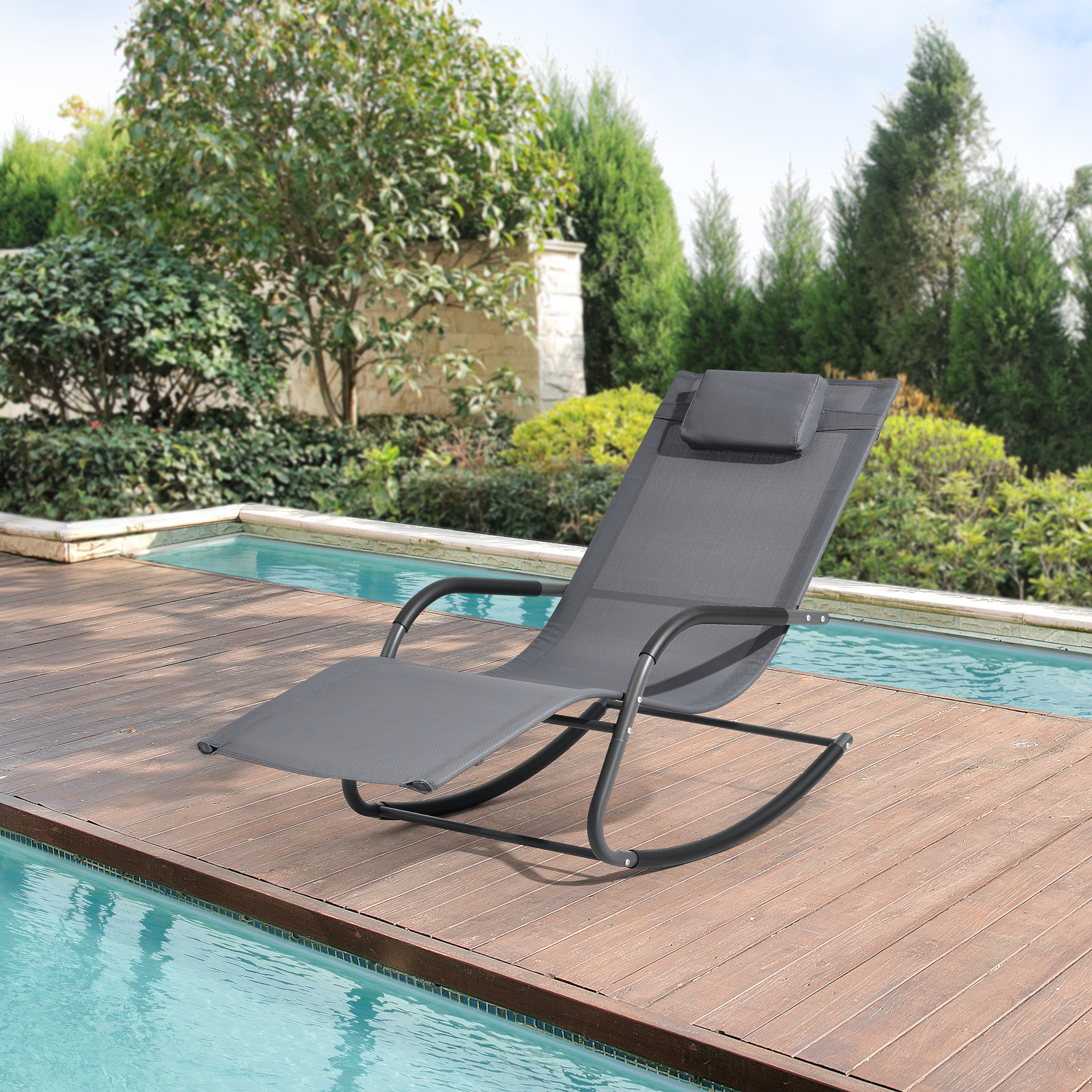 Sonnenliege Schaukelliege Liegestuhl Gartenliege Relaxliege Schwingliege Grau 