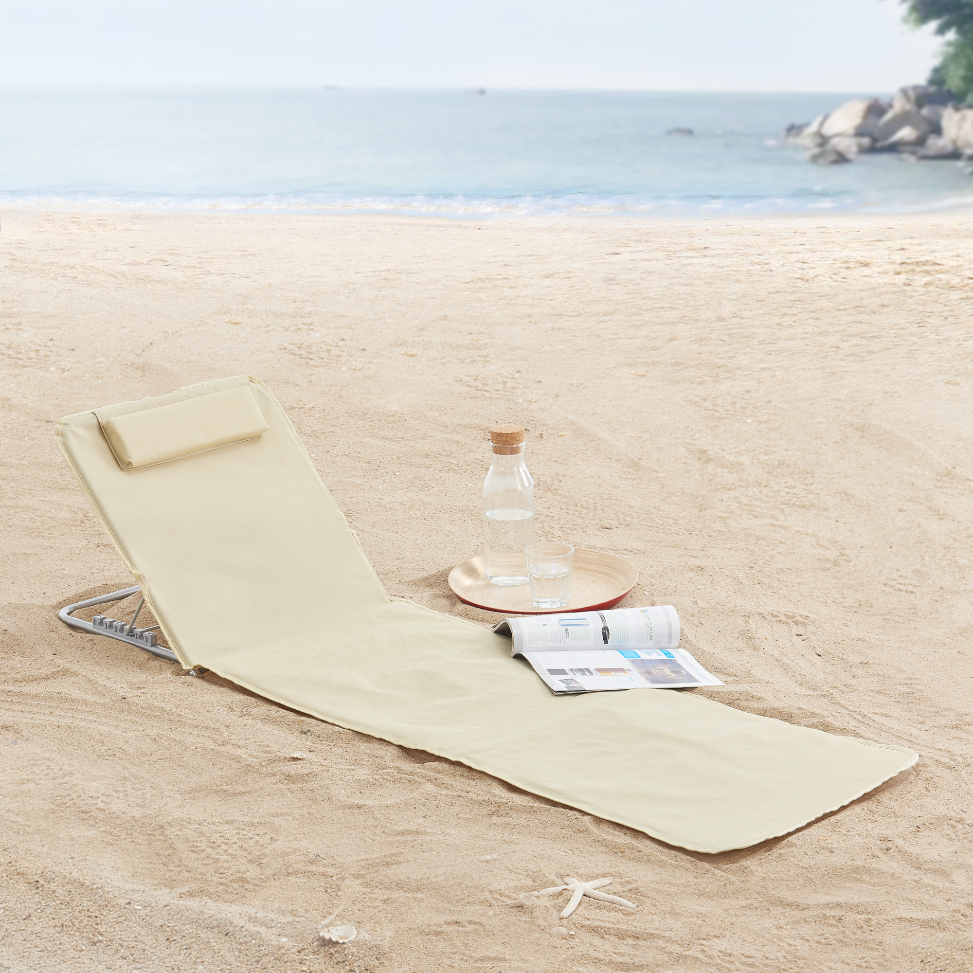 Set Cellorigo 2 Materassini Prendisole Pieghevoli incl Borsa di Trasporto - Beige [en.casa]