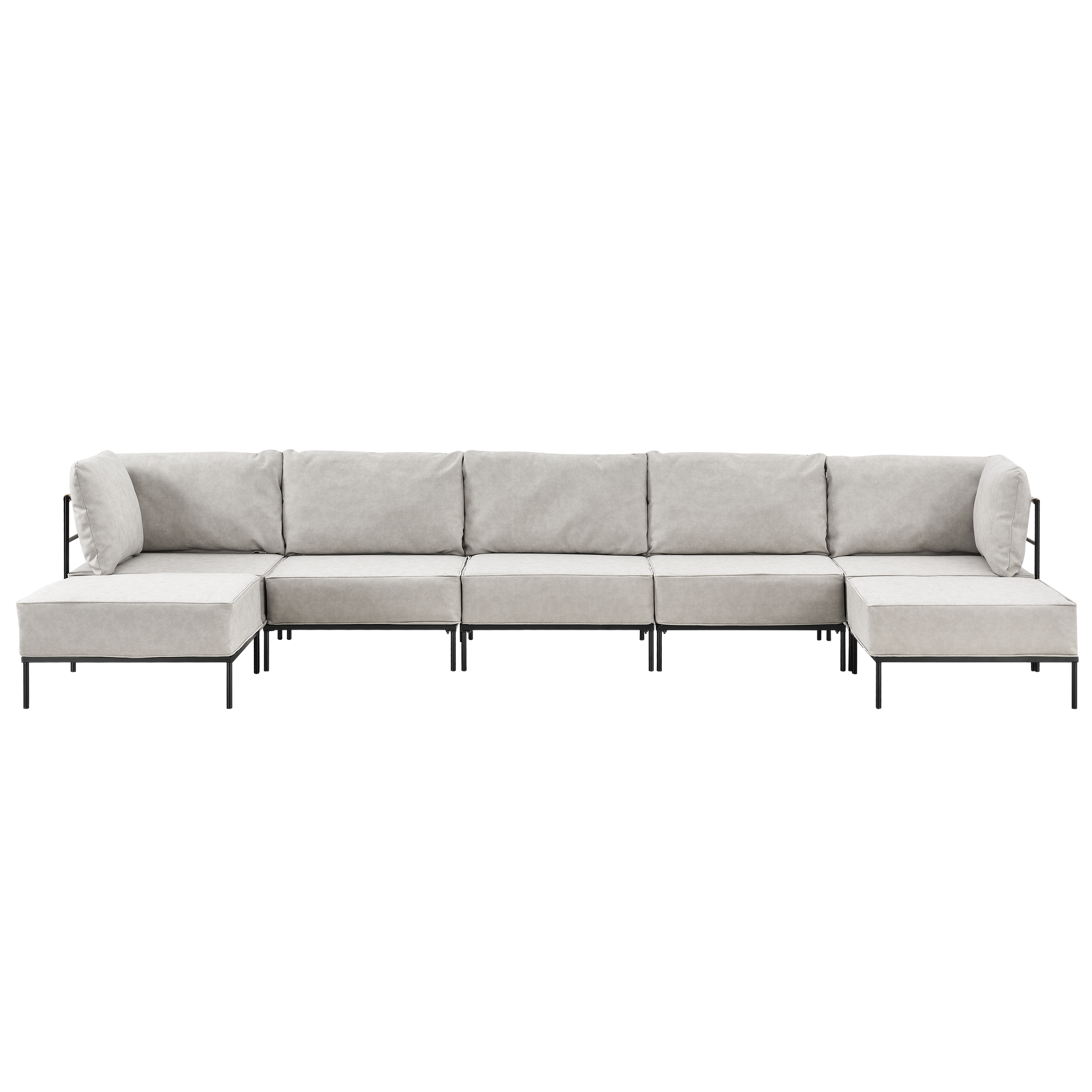 En Casa Divano A 5 Posti Combinabile Con Cuscini Imbottiti Pelle Finta Beige Ebay
