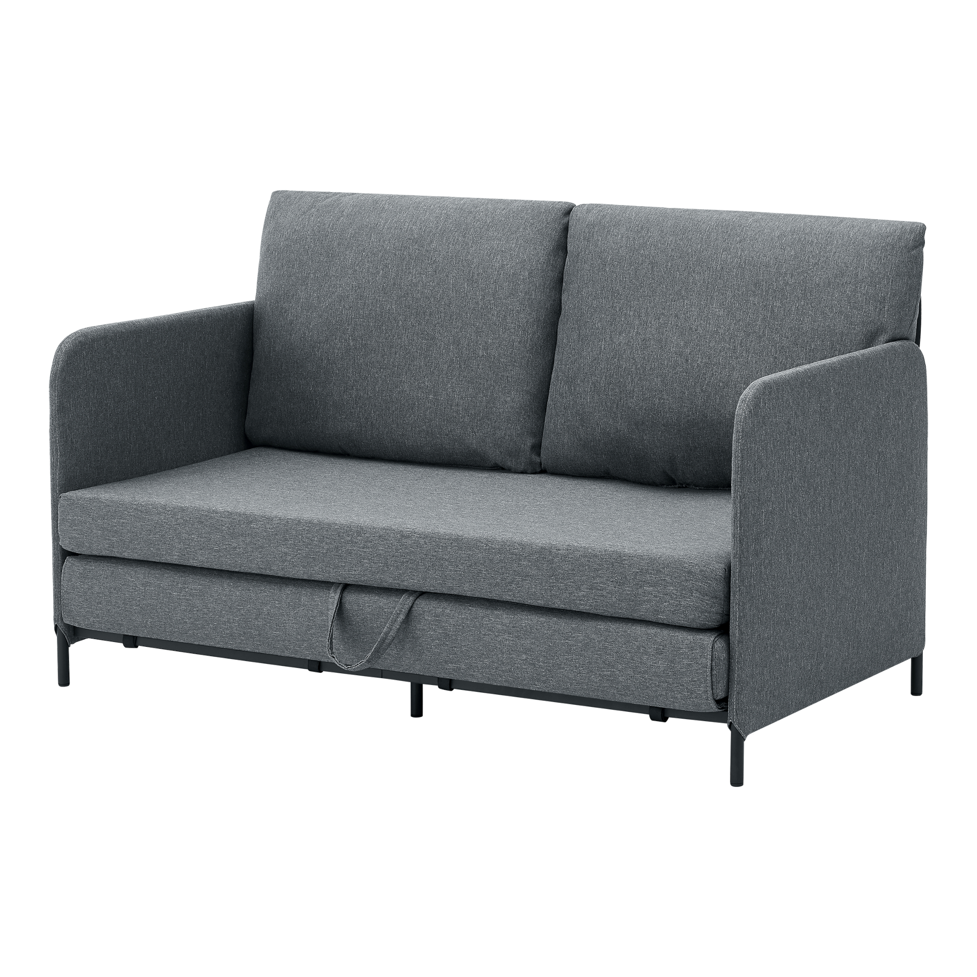 [En.Casa] Divano Letto Estensibile Letto A Scomparsa 1 Piazza E Mezza 120 X 186 Cm Letto Per Ospiti Con 2 Cuscini Schienali Posti Di Seduta Per 2 Persone Sofa Imbottita - Grigio Scuro-image
