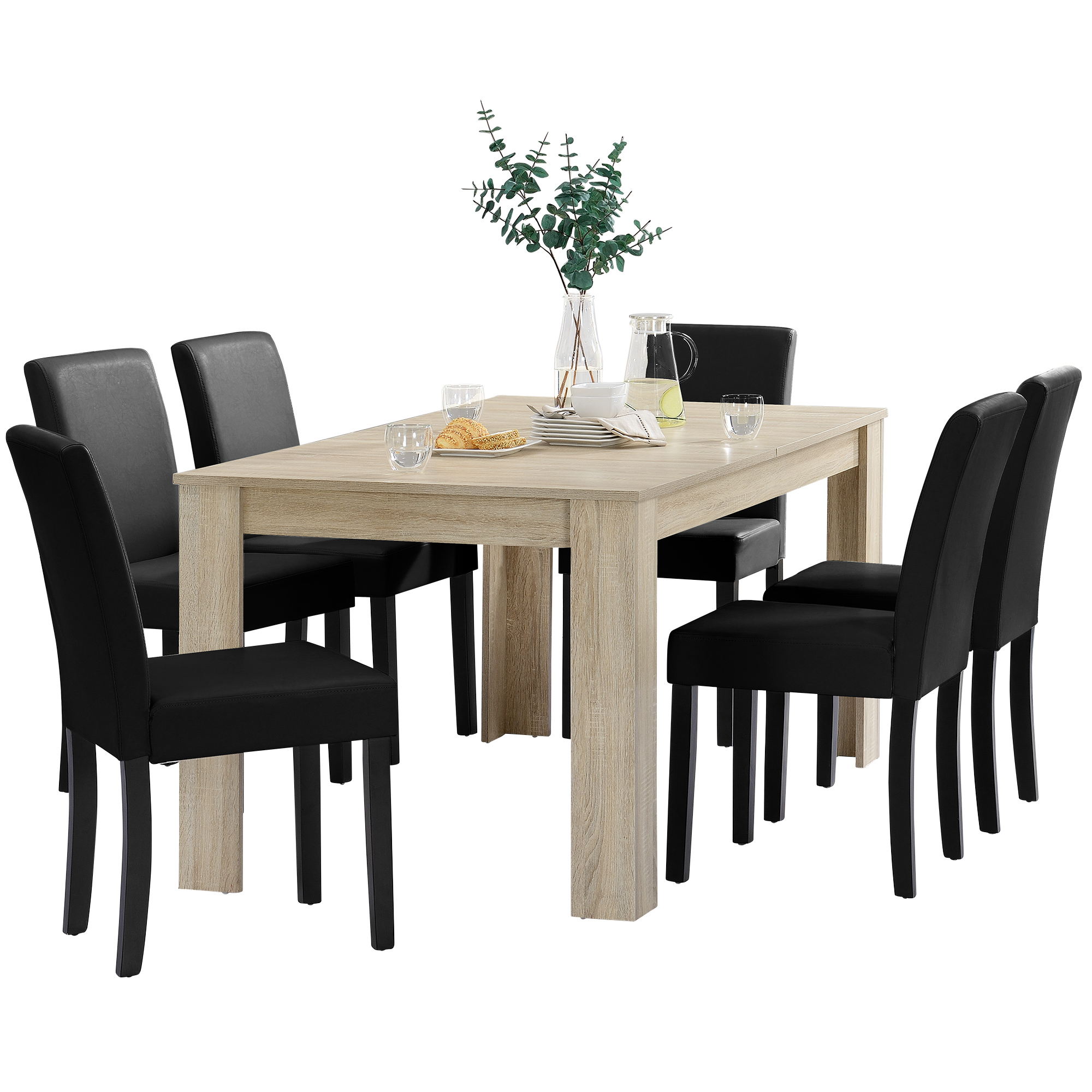 [ensa] ESSTISCH 160x90 EICHE GEKÄLKT 6 STÜHLE