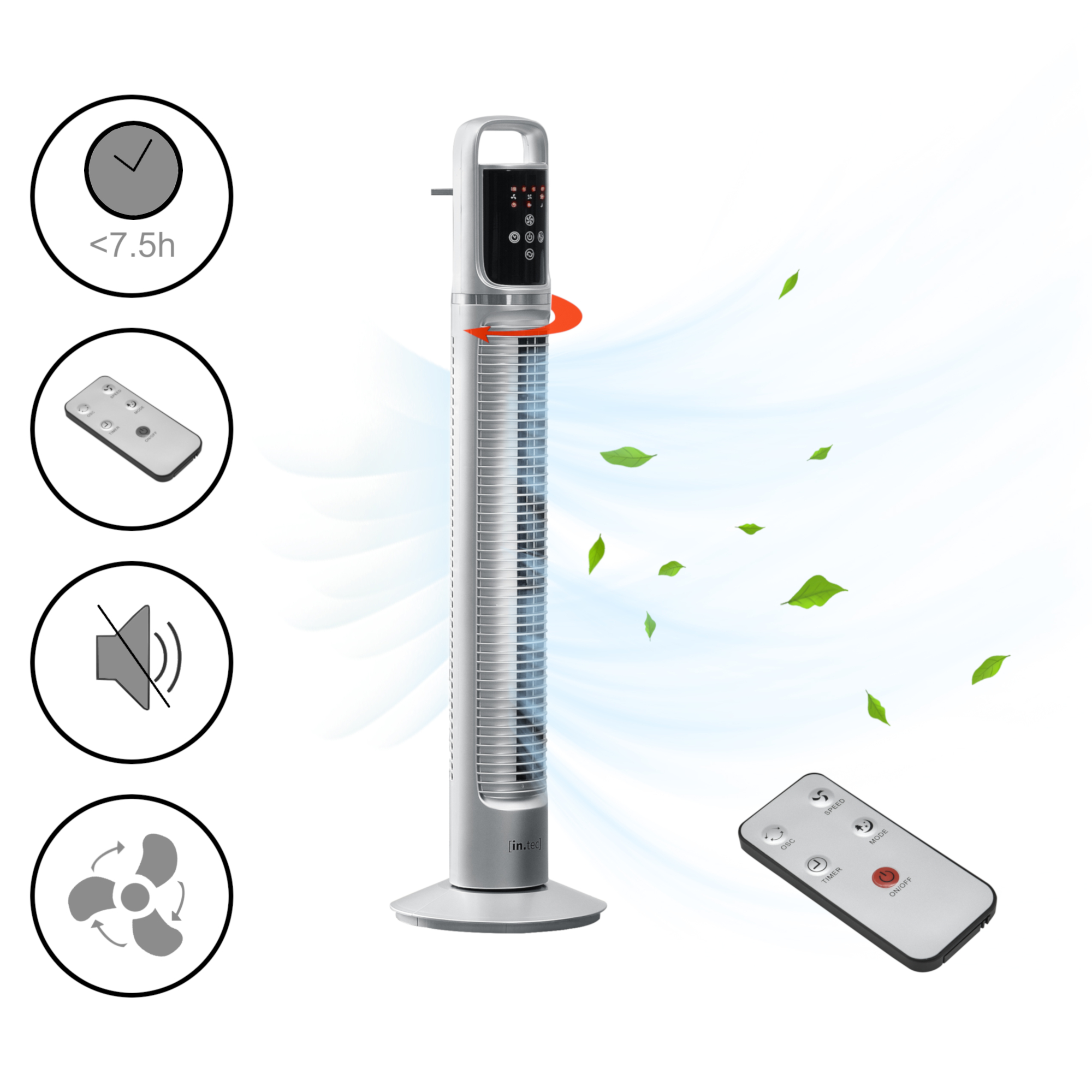 Miniaturansicht 4  - [in.tec]® Turmventilator + Fernbedienung Standventilator Säulen Ventilator Tower