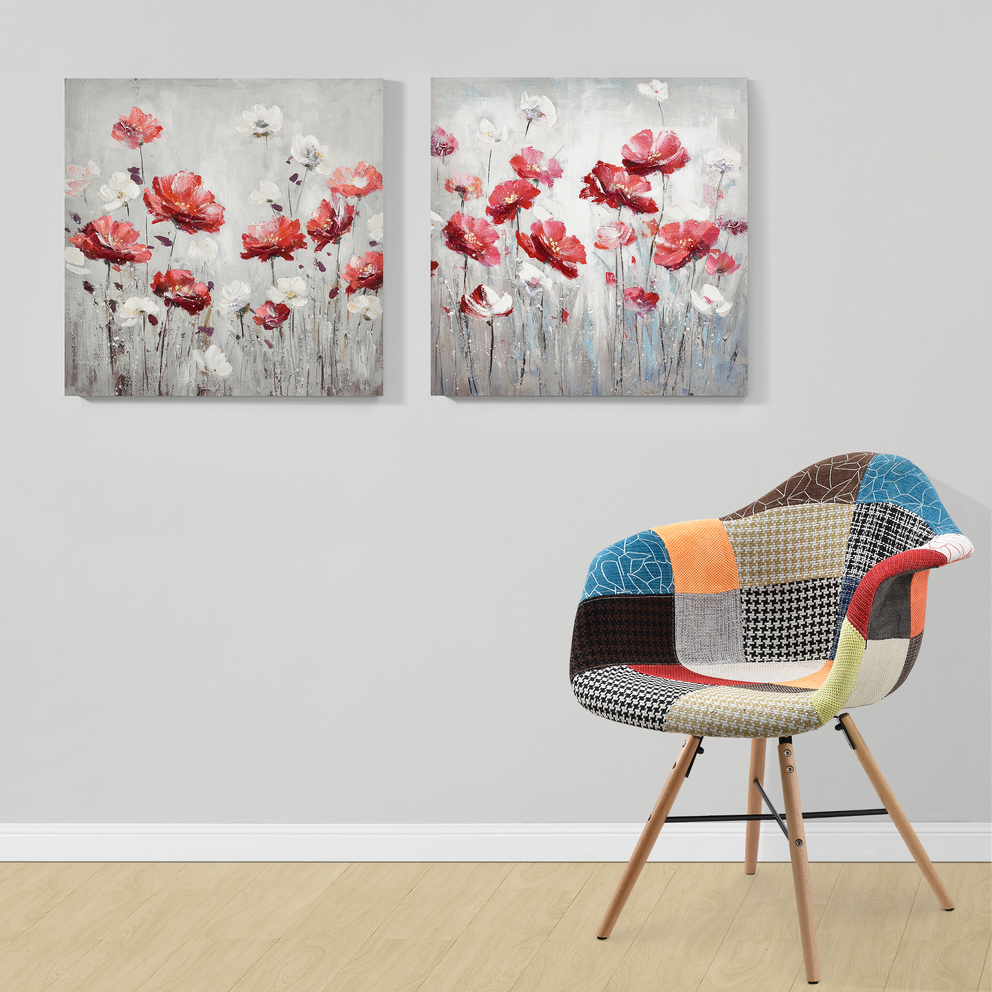 Wandbild 80x80cm Blumen Handgemalt Leinwand GERAHMT Acryl Gemälde | eBay