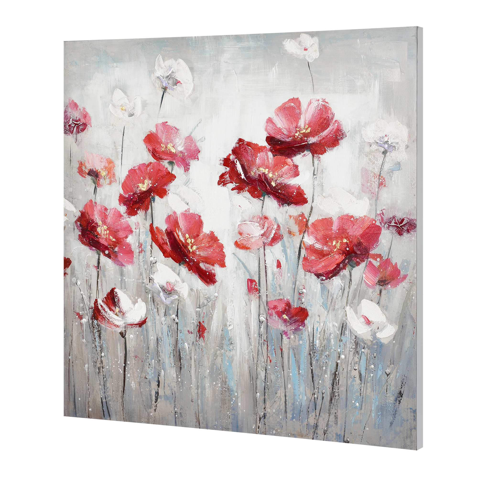 Wandbild 80x80cm Blumen Handgemalt Leinwand GERAHMT Acryl Gemälde | eBay