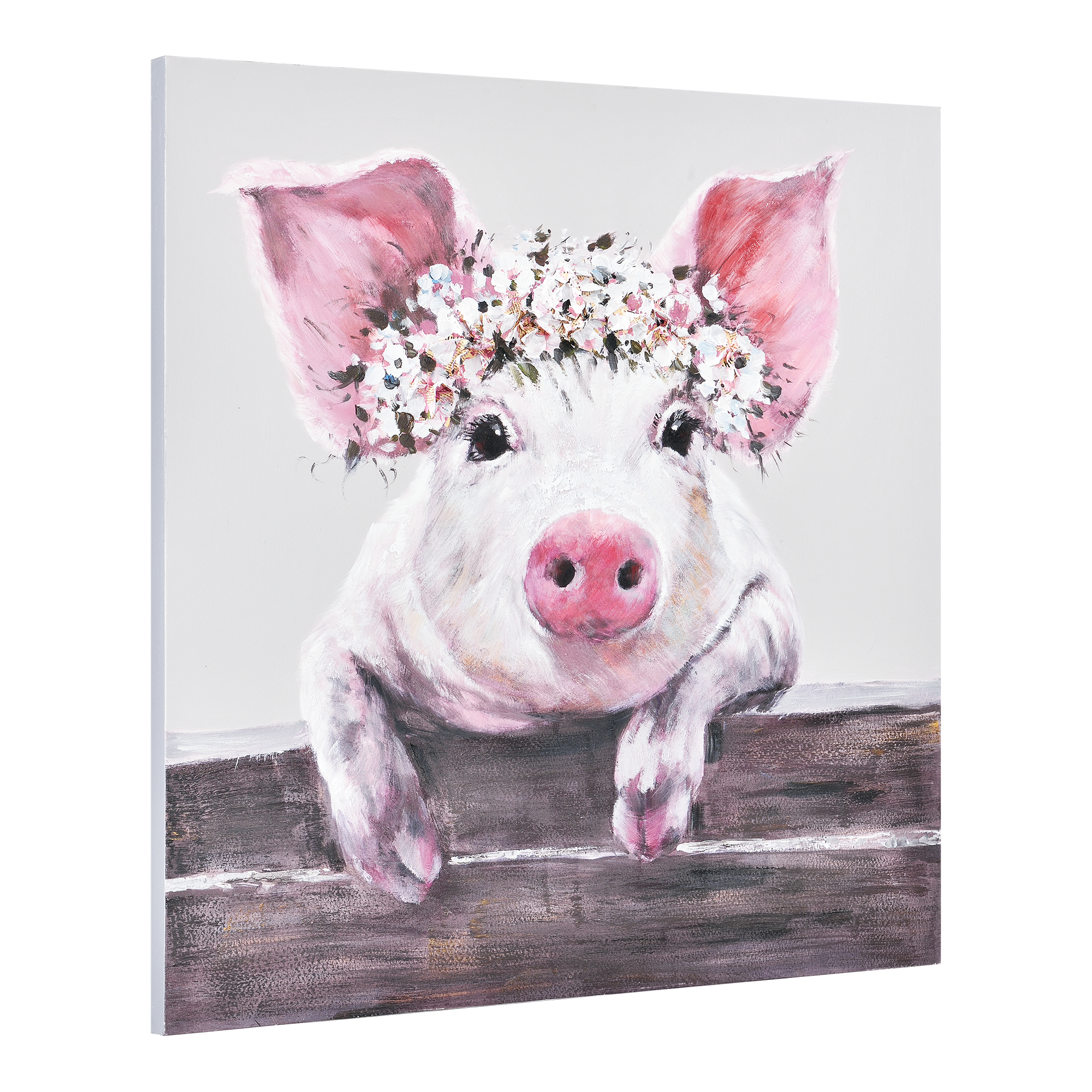 [art.work] Wandbild 100x100cm Schwein Handgemalt Leinwand GERAHMT Acryl