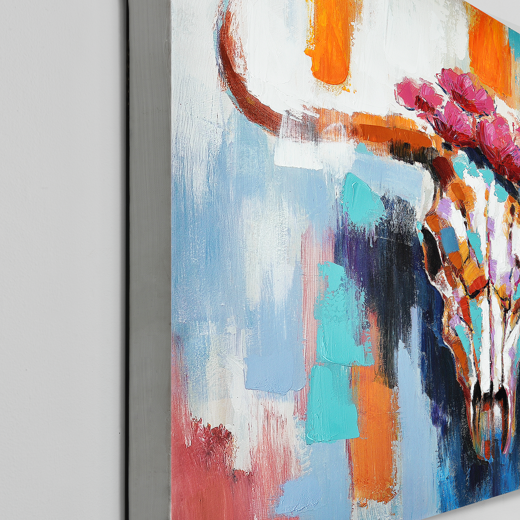 Design Stil Art Work Wandbild 100x100cm Stier Handgemalt Leinwand Gerahmt Acryl Gemalde Antiquitaten Kunst privathospital Dk