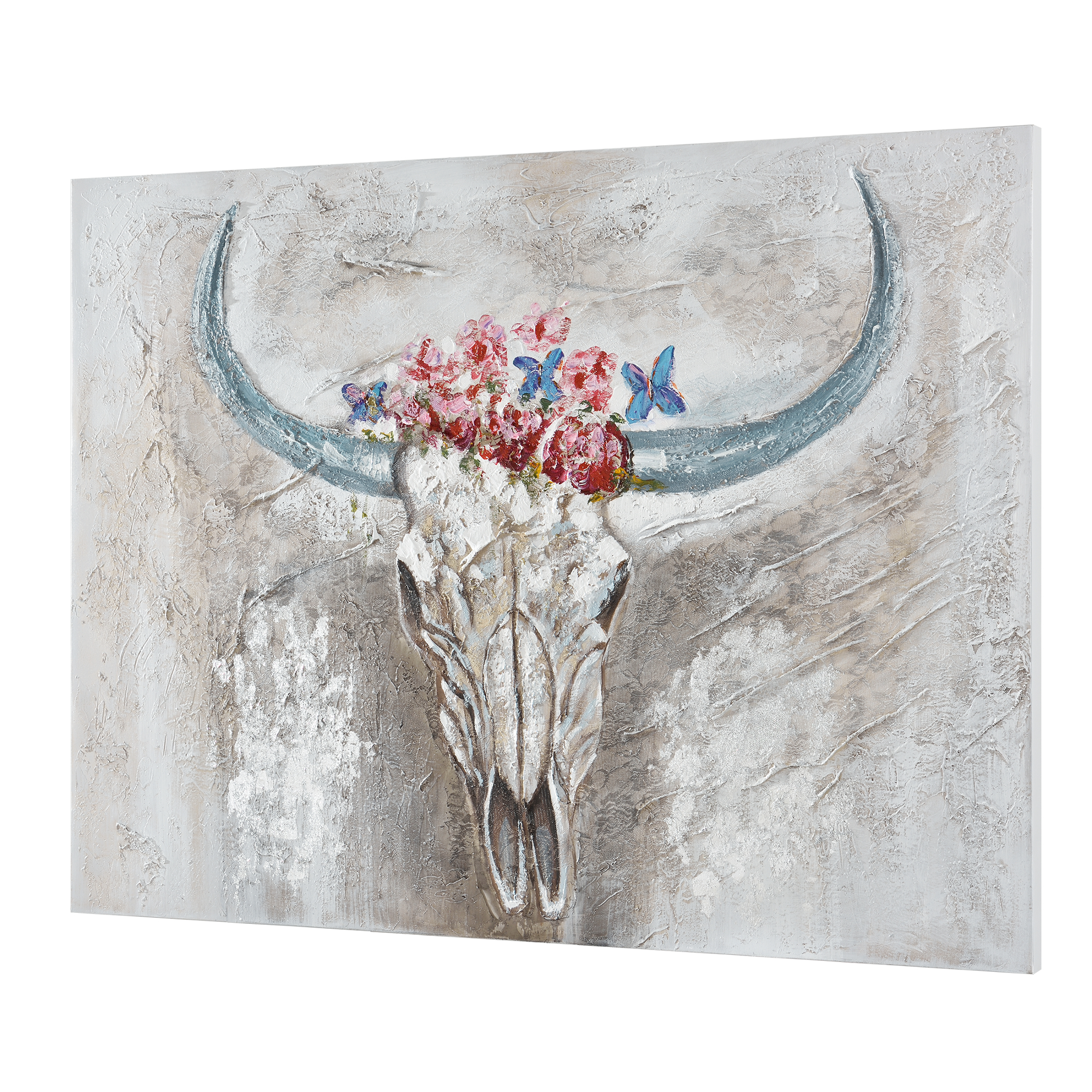 Design Stil Wandbild 90x1cm Stier Handgemalt Leinwand Gerahmt Acryl Gemalde Maybrands Com Ng