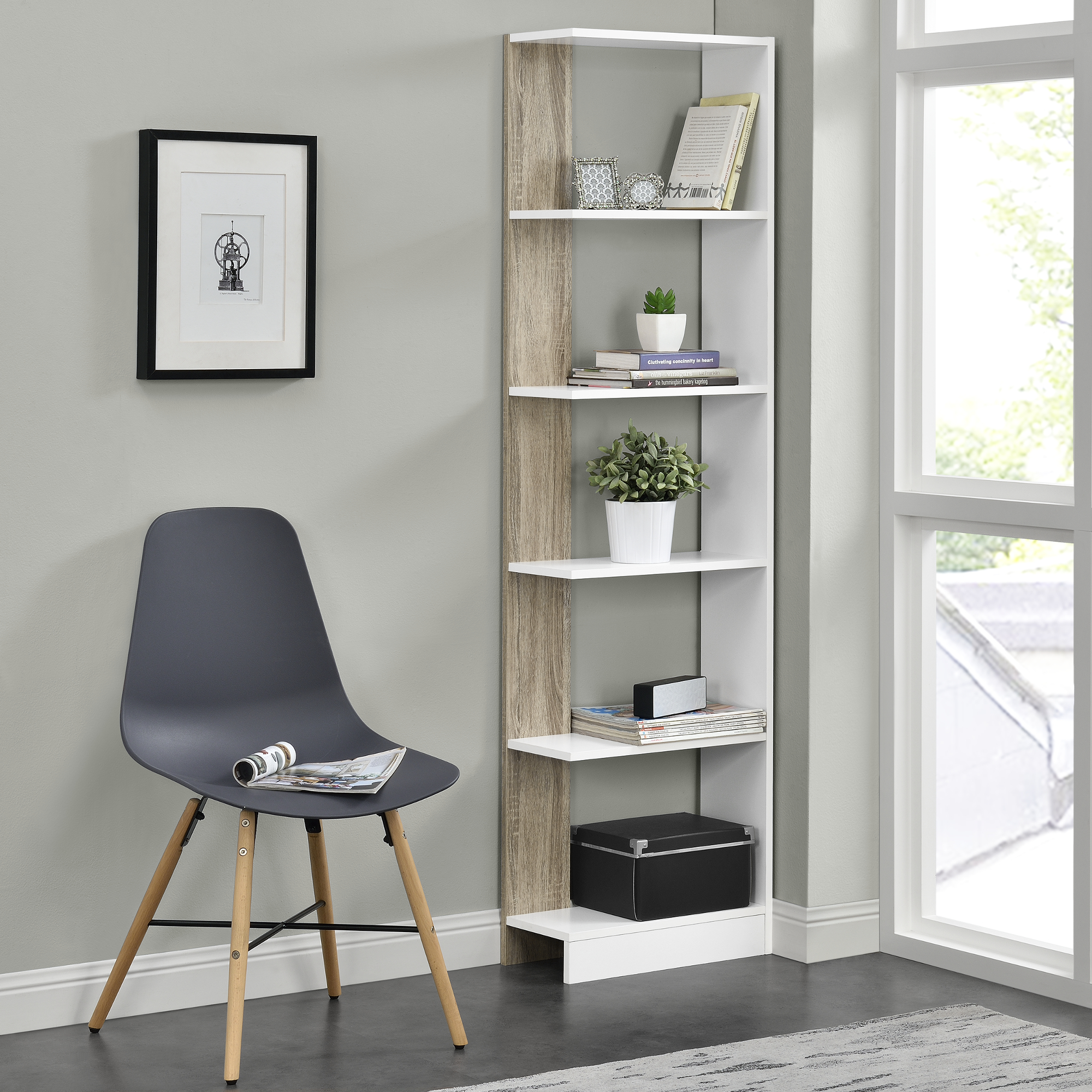 [en.casa] Bücherregal 170,5x45x21cm Holzoptik Regal Standregal