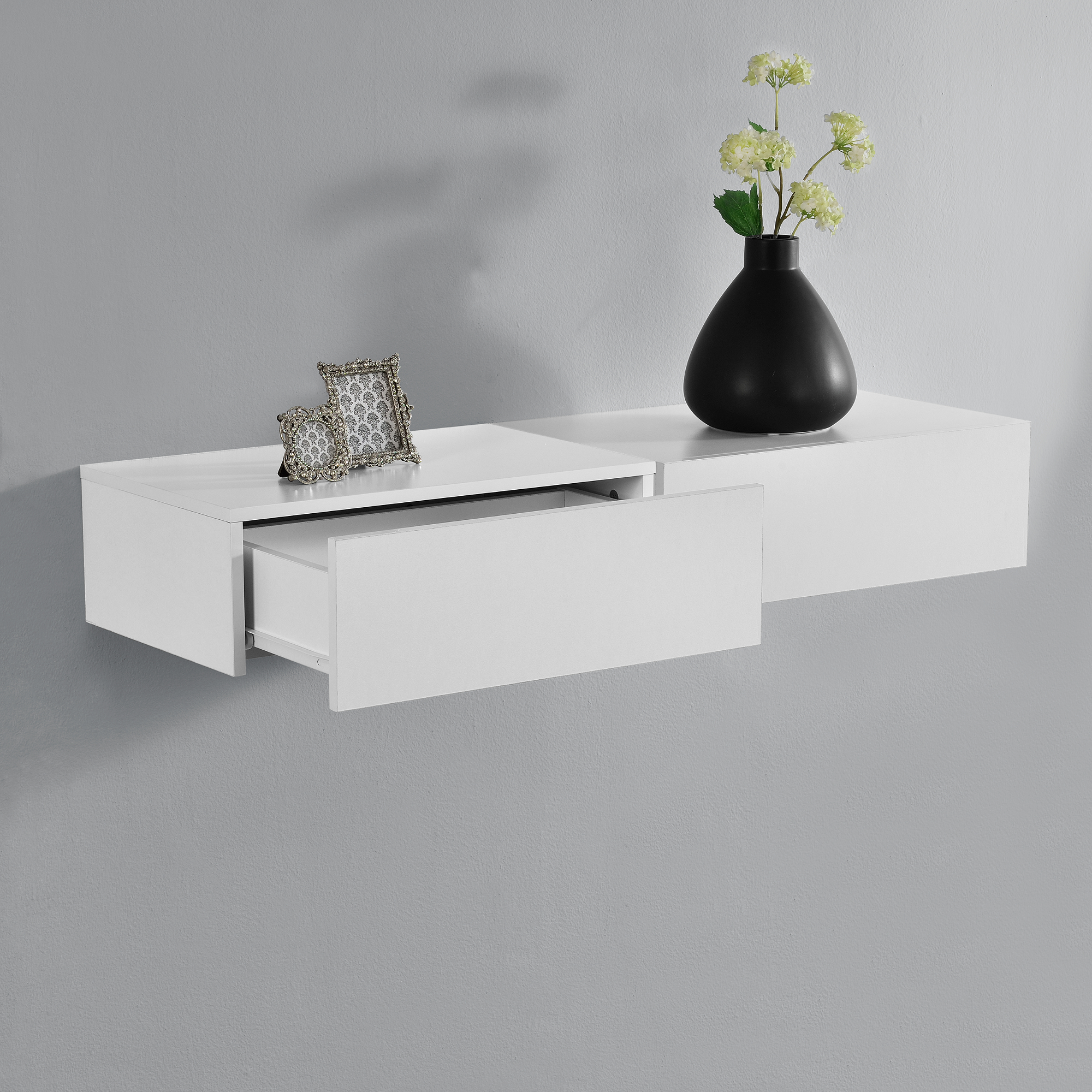 Möbel & Wohnen en.casa ® 2x Wandregal mit Schublade Hängeregal Wand