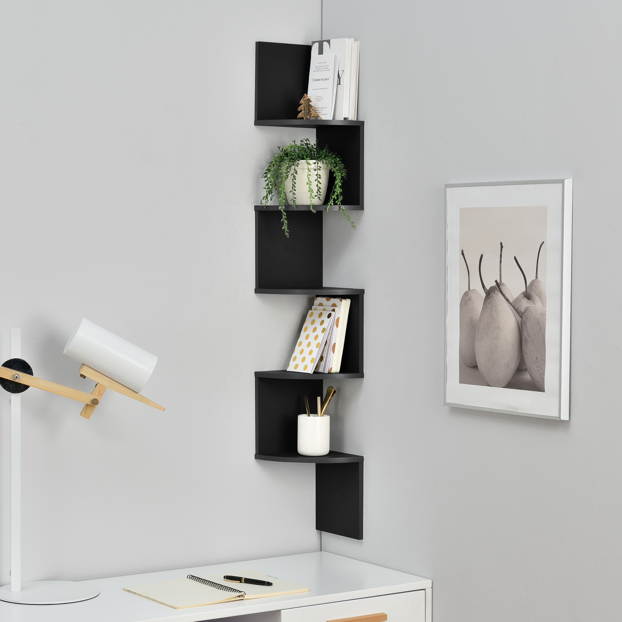 [En.casa] Estante de Pared Colgante Esquina para Libros en Zigzag CD | eBay
