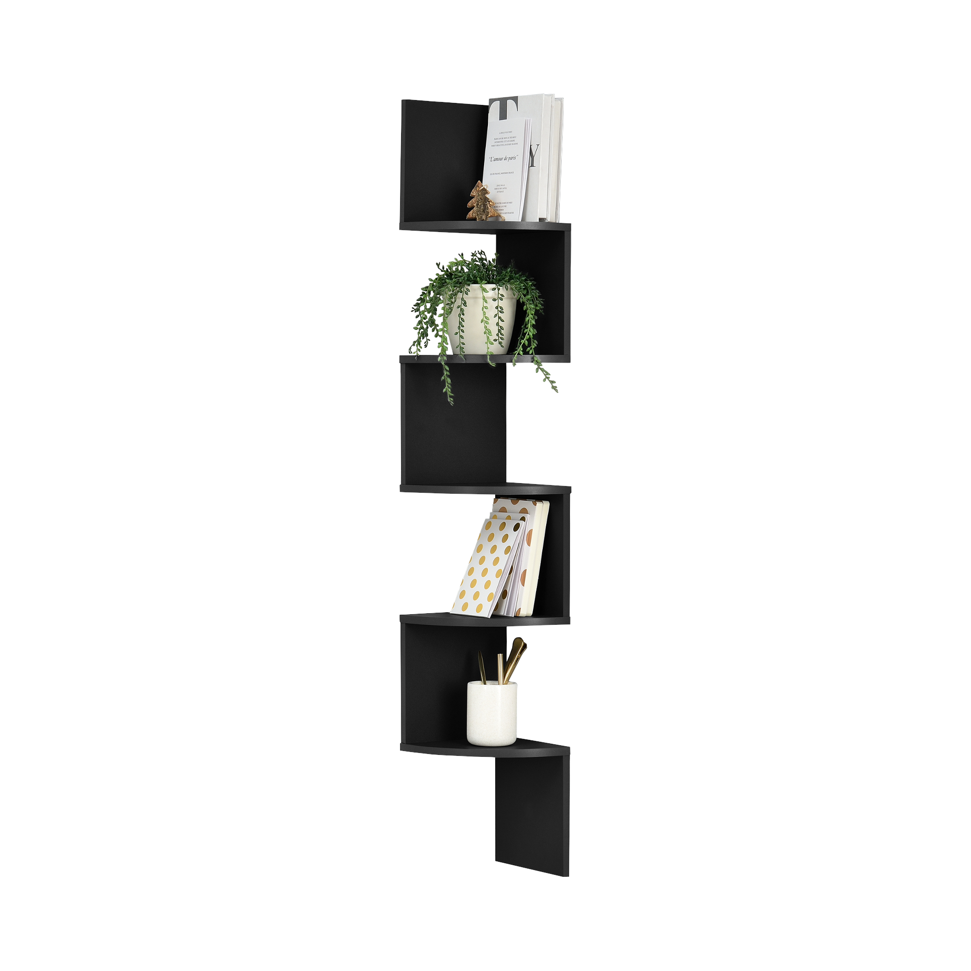 Eckregal 123x19,5x19,5 cm Wandregal Zick Zack B/ücherregal MDF Walnuss en.casa