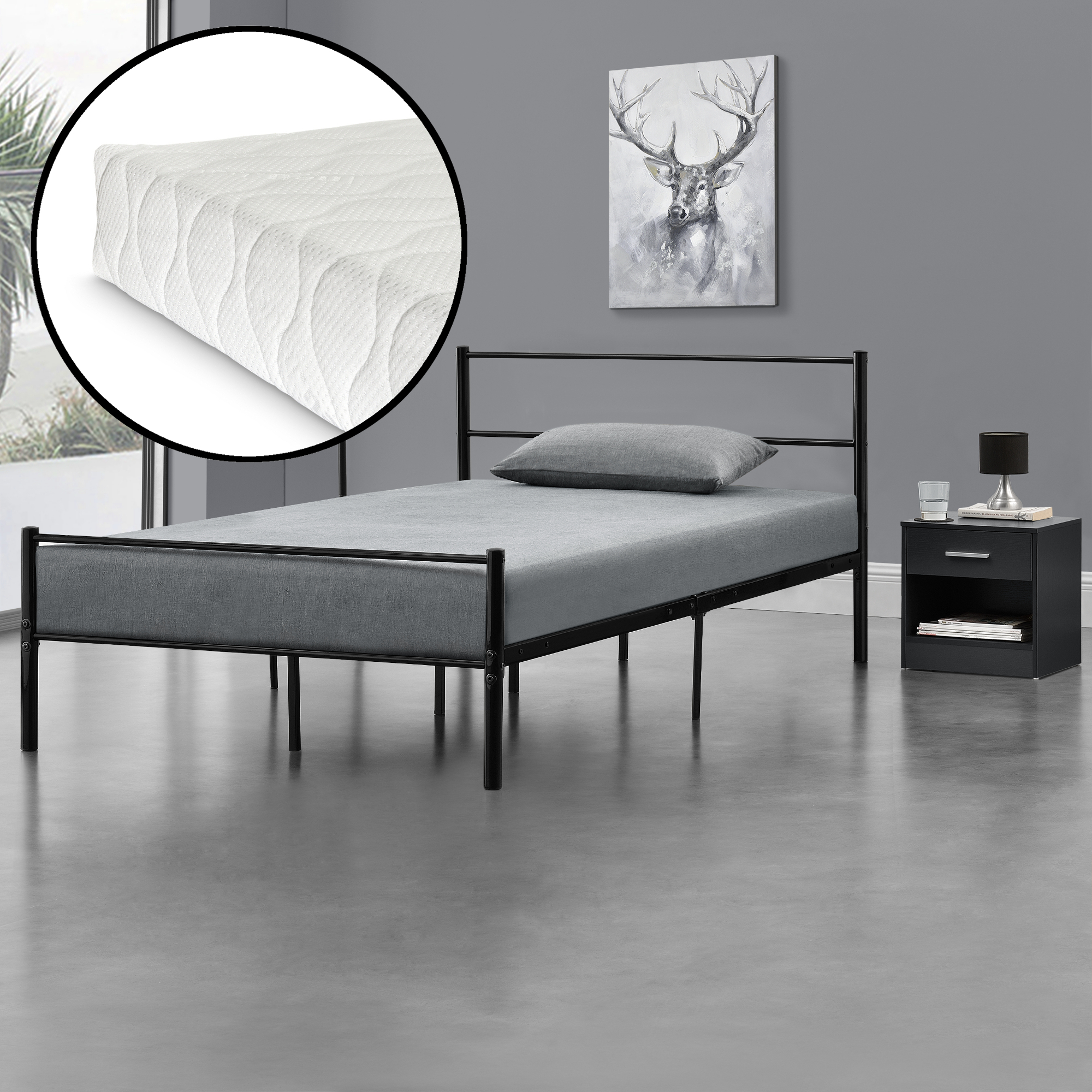 Metallbett 120x200 Schwarz Mit Matratze Design Bett Schlafzimmer Metall