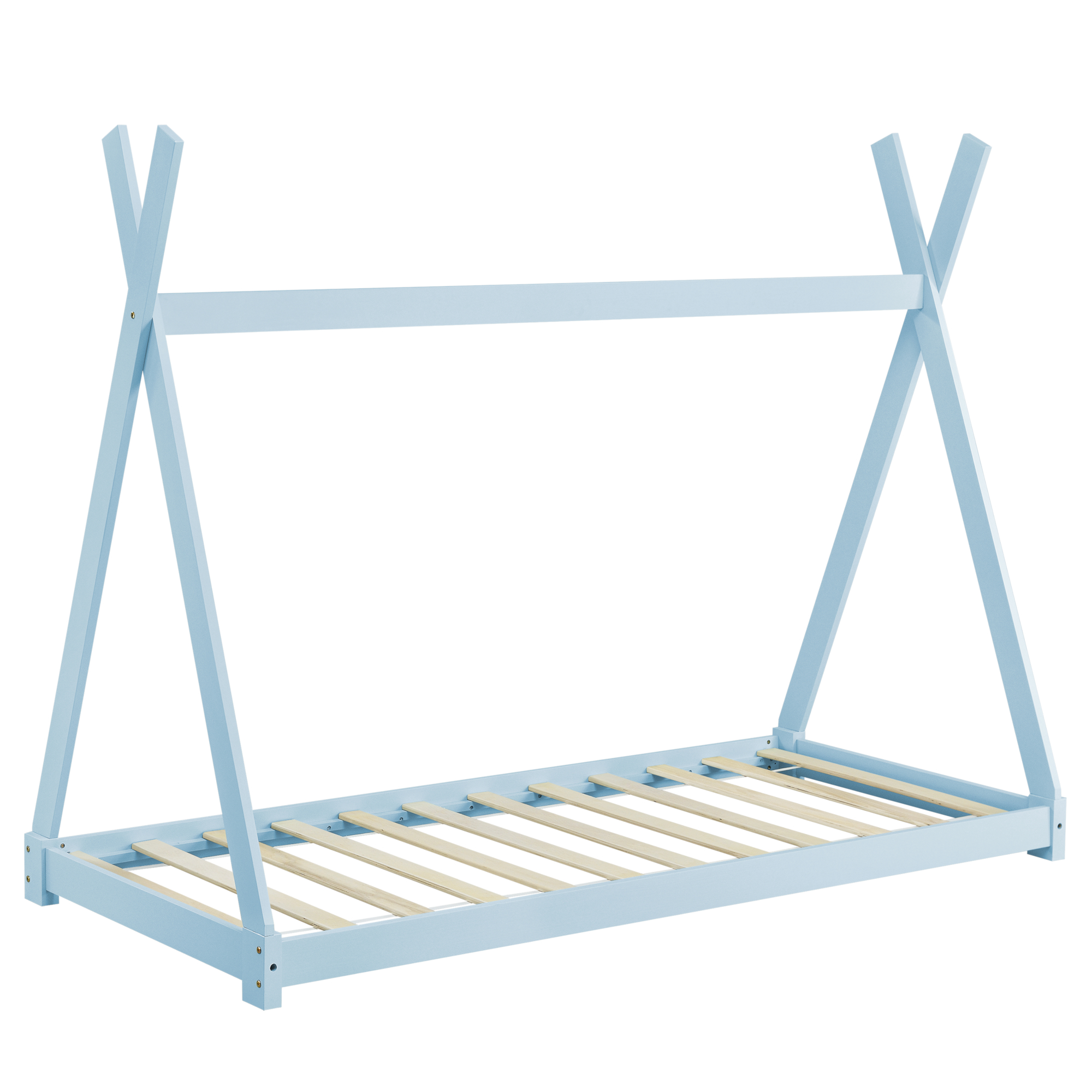 en.casa Kinderbett 90x200cm Tipi Indianer Bett Holz Grau Hausbett Kinder Haus