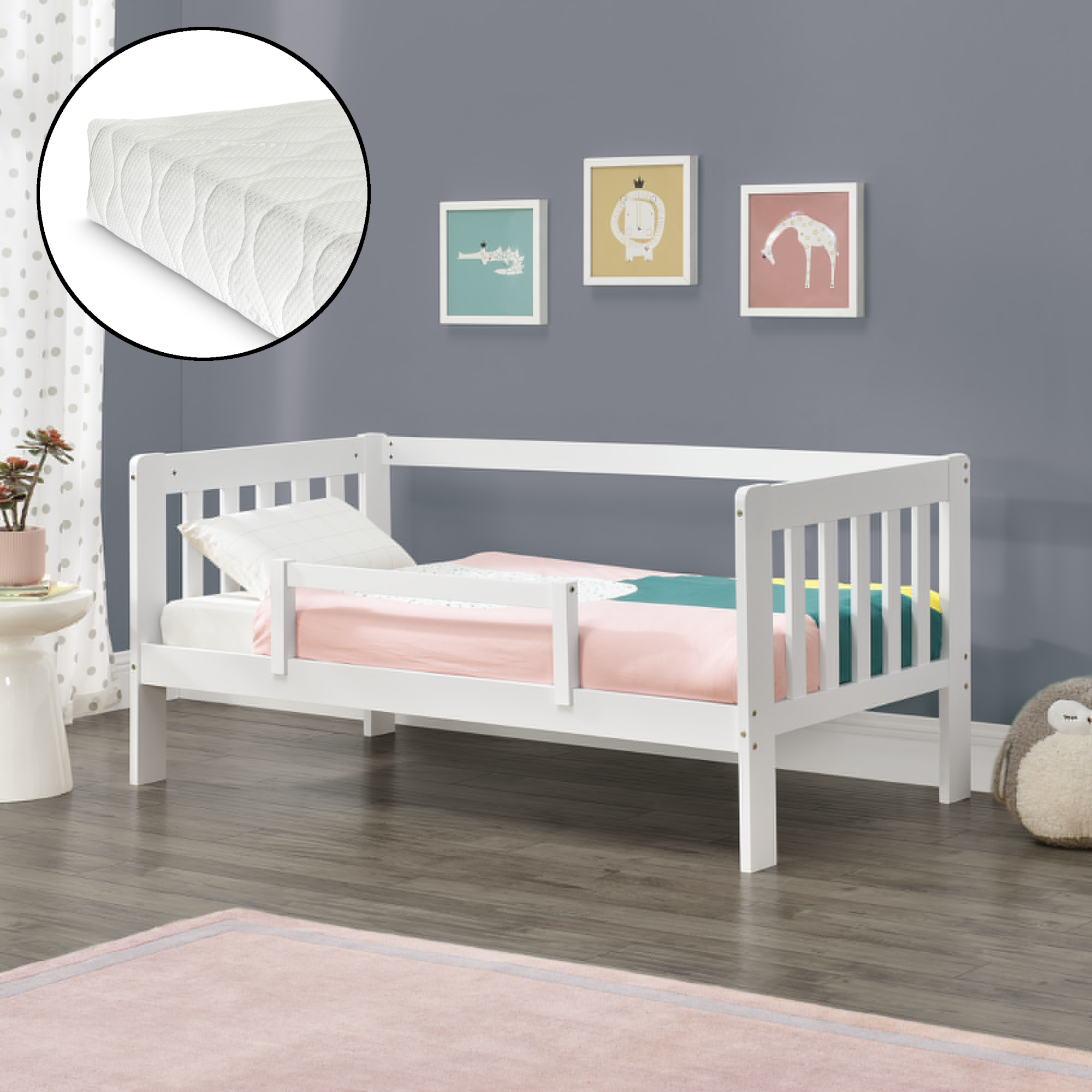 Kinderbett + Matratze 90x200cm Juniorbett mit ...