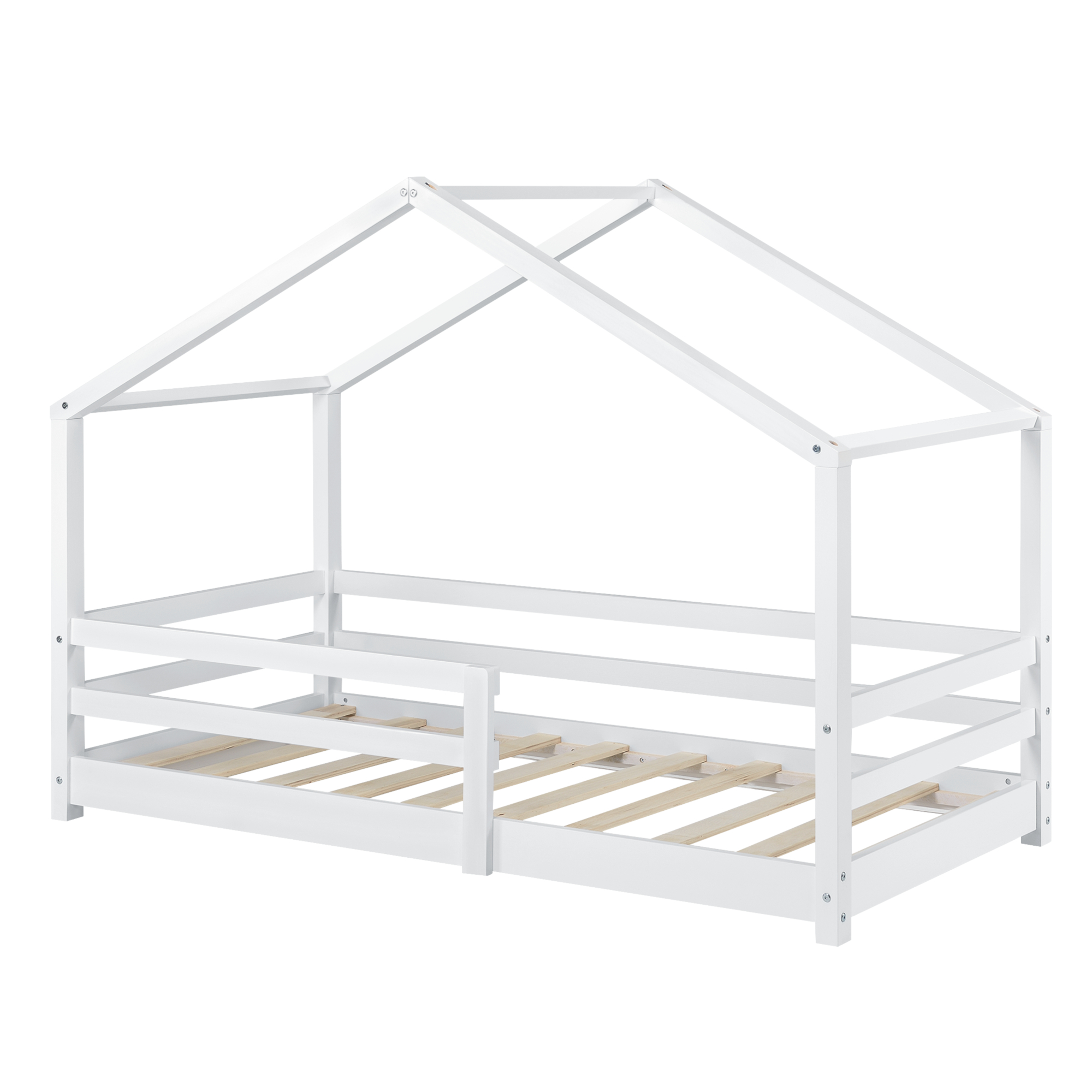 BWARE Kinderbett mit Rausfallschutz 80x160cm Haus Holz