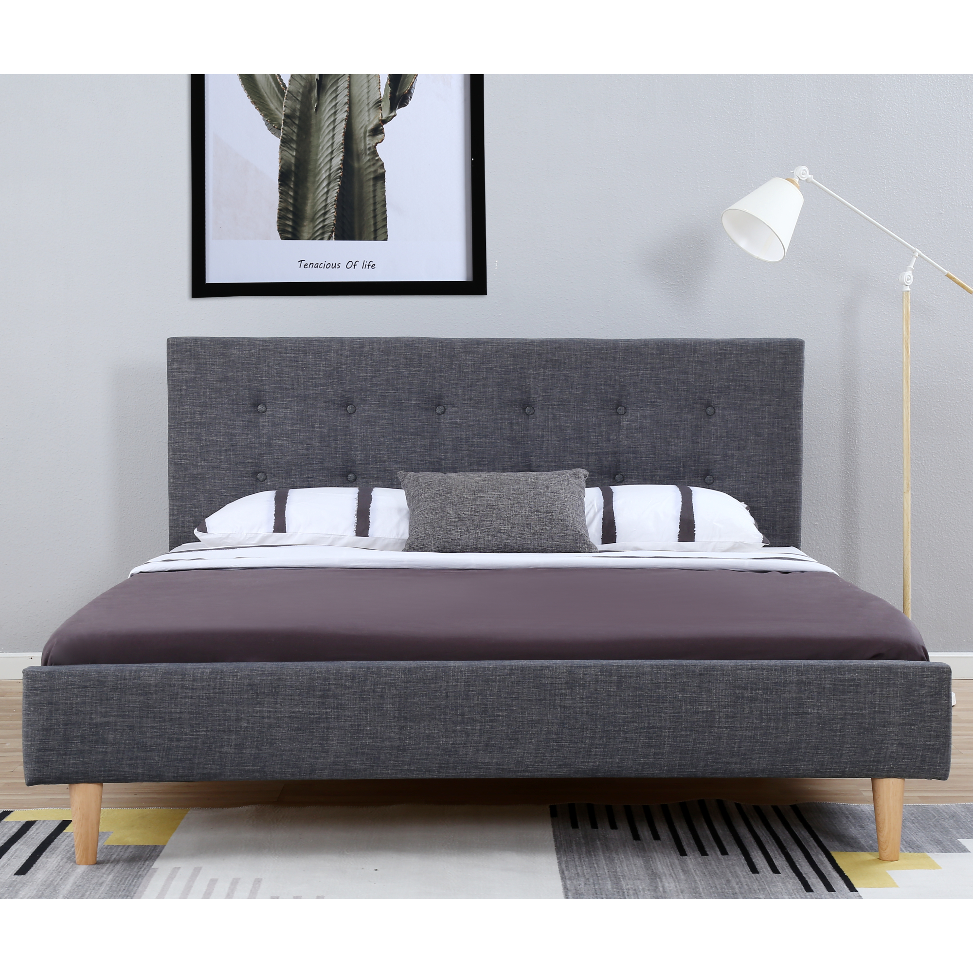 B-WARE Polsterbett 140x200cm Doppelbett Bettgestell Lattenrost Leinen