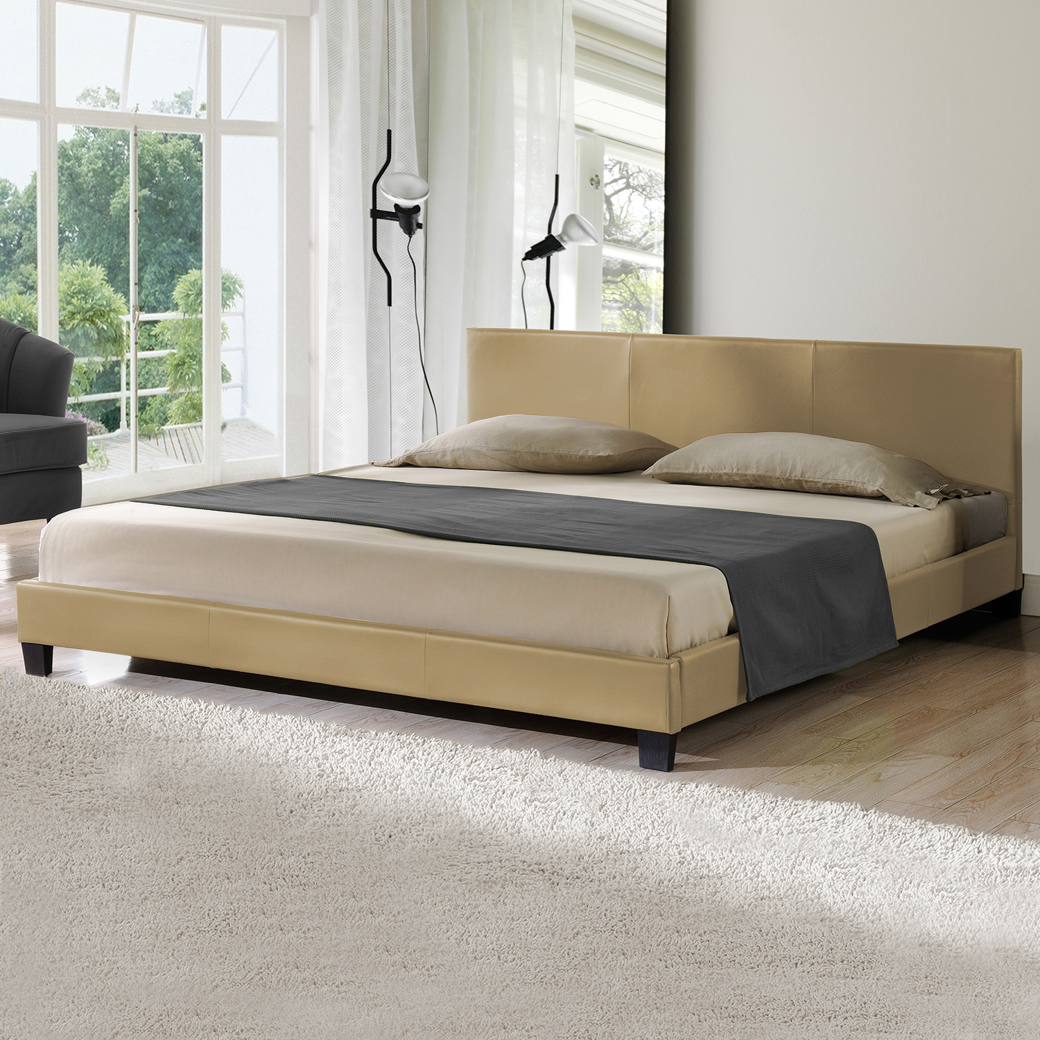 CORIUM LED Polsterbett 140 160 180 X 200cm Kunst Leder