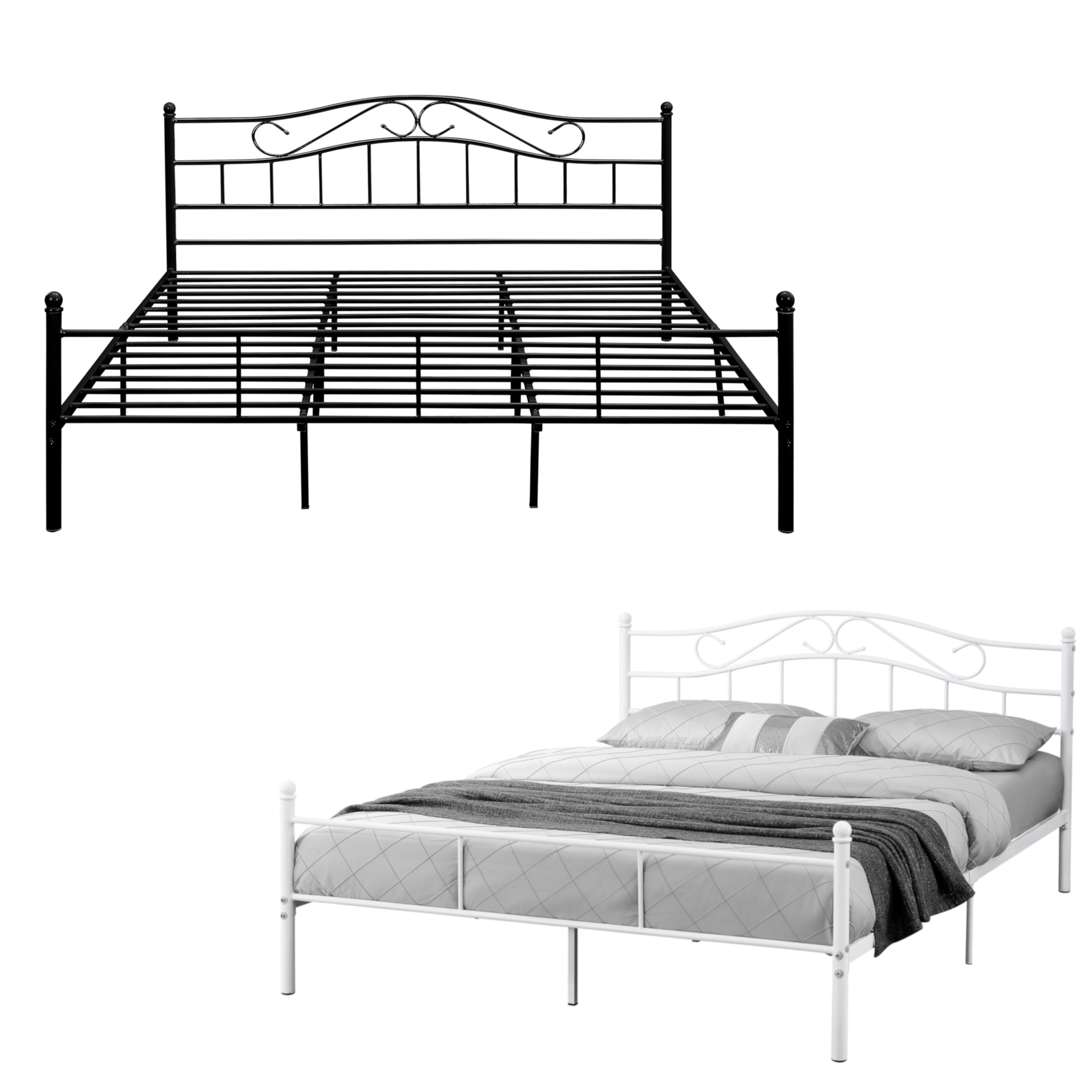 en.casa ® Metallbett mit Matratze 180x200cm Weiß Bett Bettgestell Doppelbett en.casa ® Metallbett mit Matratze 180x200cm Weiß Bett Bettgestell Doppelbett