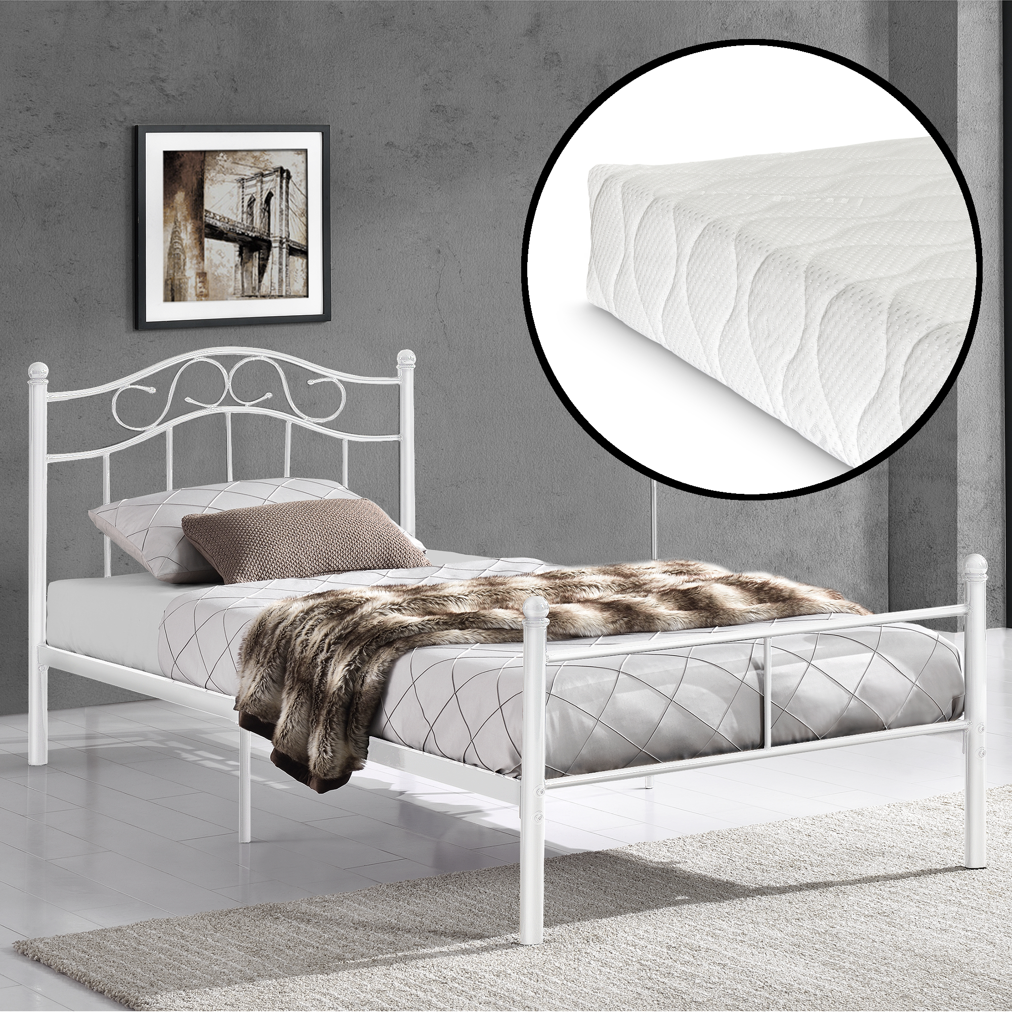 Design Polsterbett Mit Matratze 180 X 200 Cm Kunst Leder Schwarz Bett
