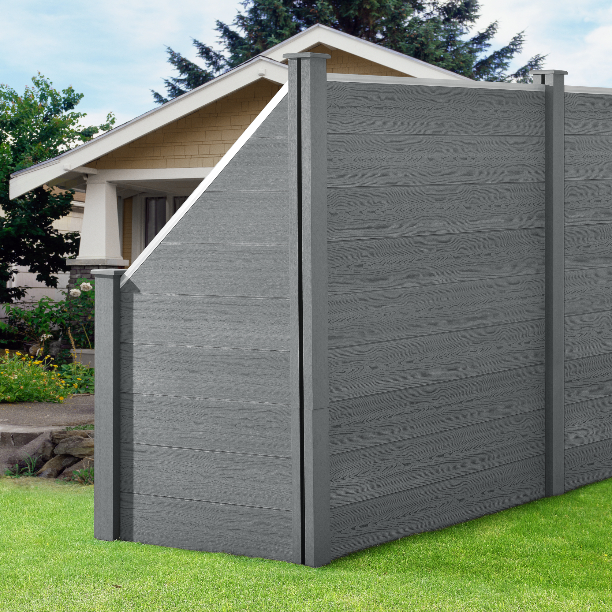 Wpc Gartenzaun Sichtschutz Windschutz Lamellenzaun Zaun Schrage