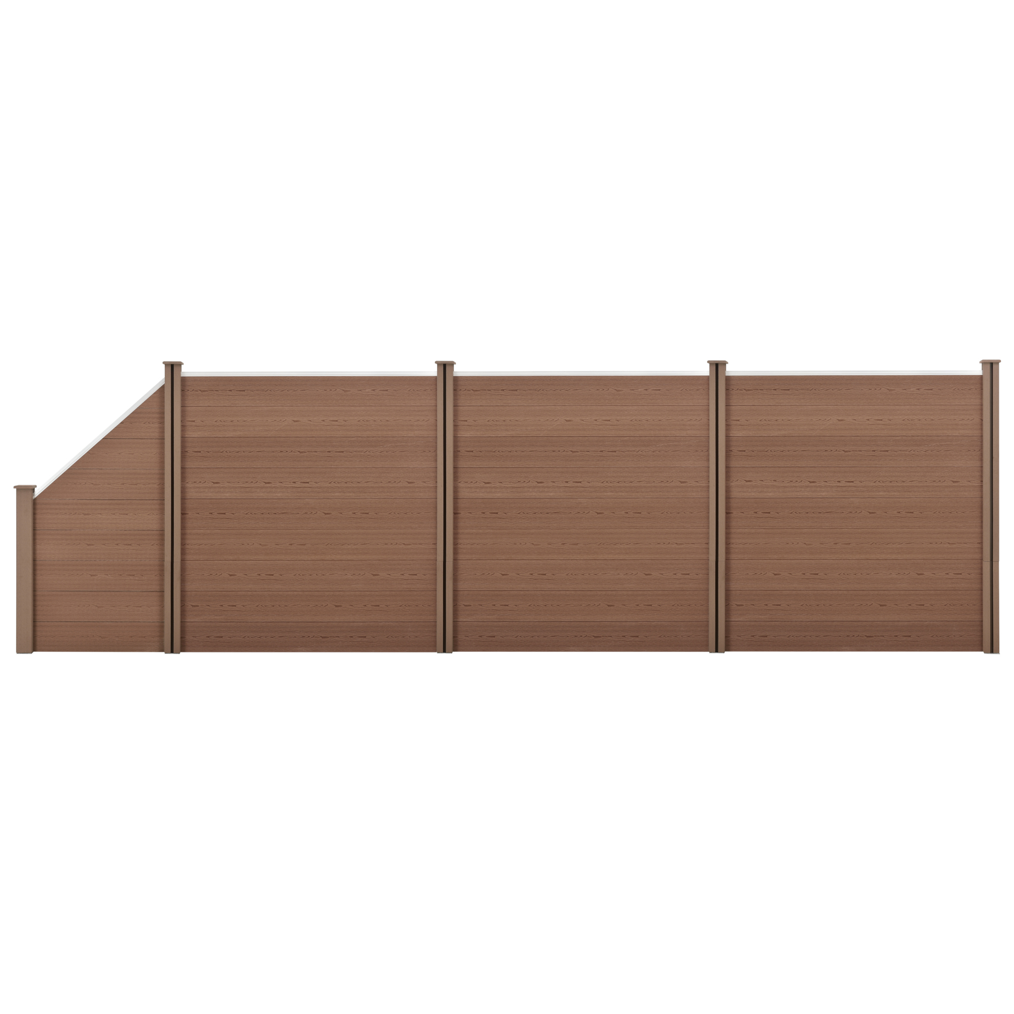 Recinzione in WPC per Giardino Staccionata da Elementi Inclinato e Rettangolari 183x625 cm Marrone NEU.HOLZ