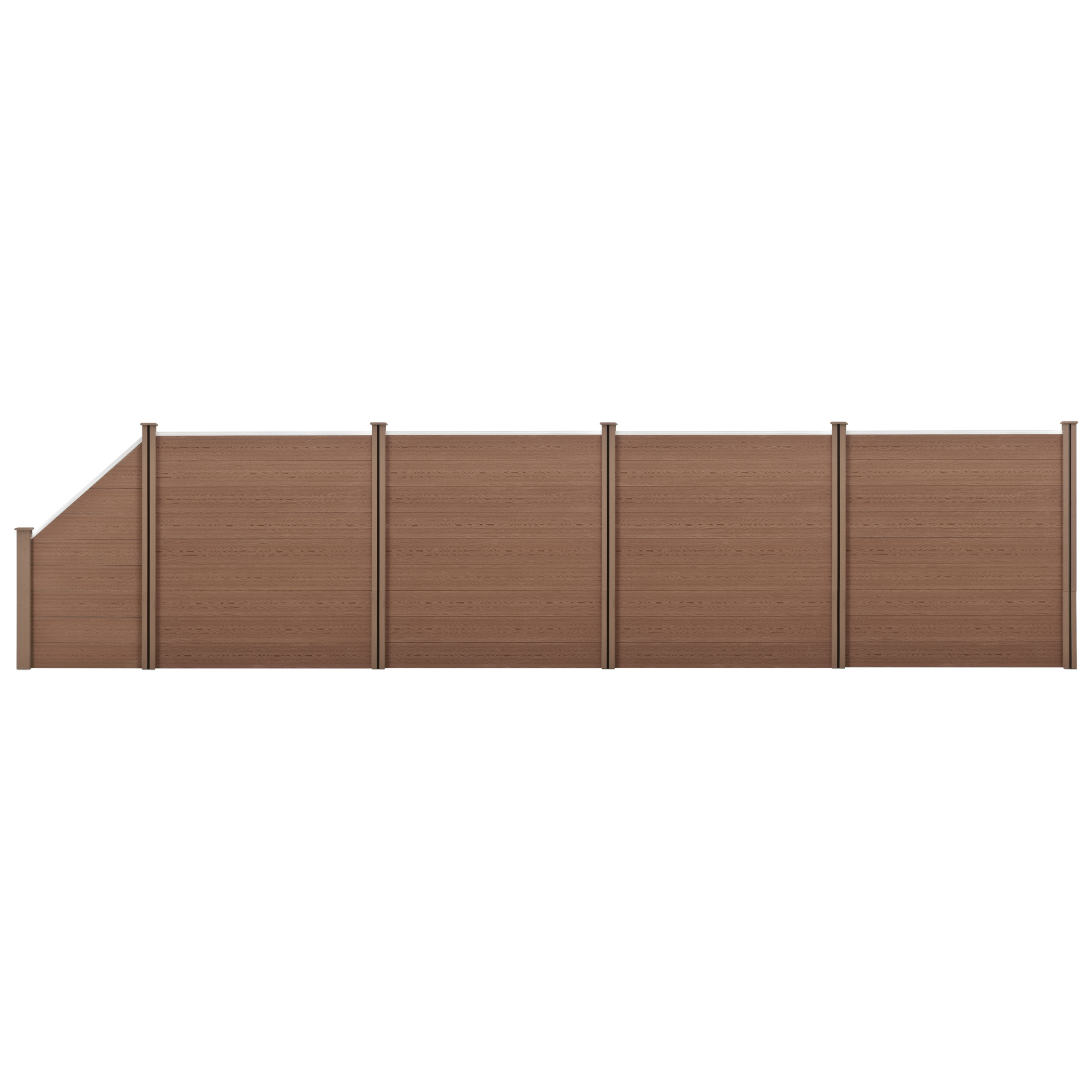 Recinzione in WPC per Giardino Staccionata da Elementi Inclinato e Rettangolari 183x799 cm Marrone NEU.HOLZ