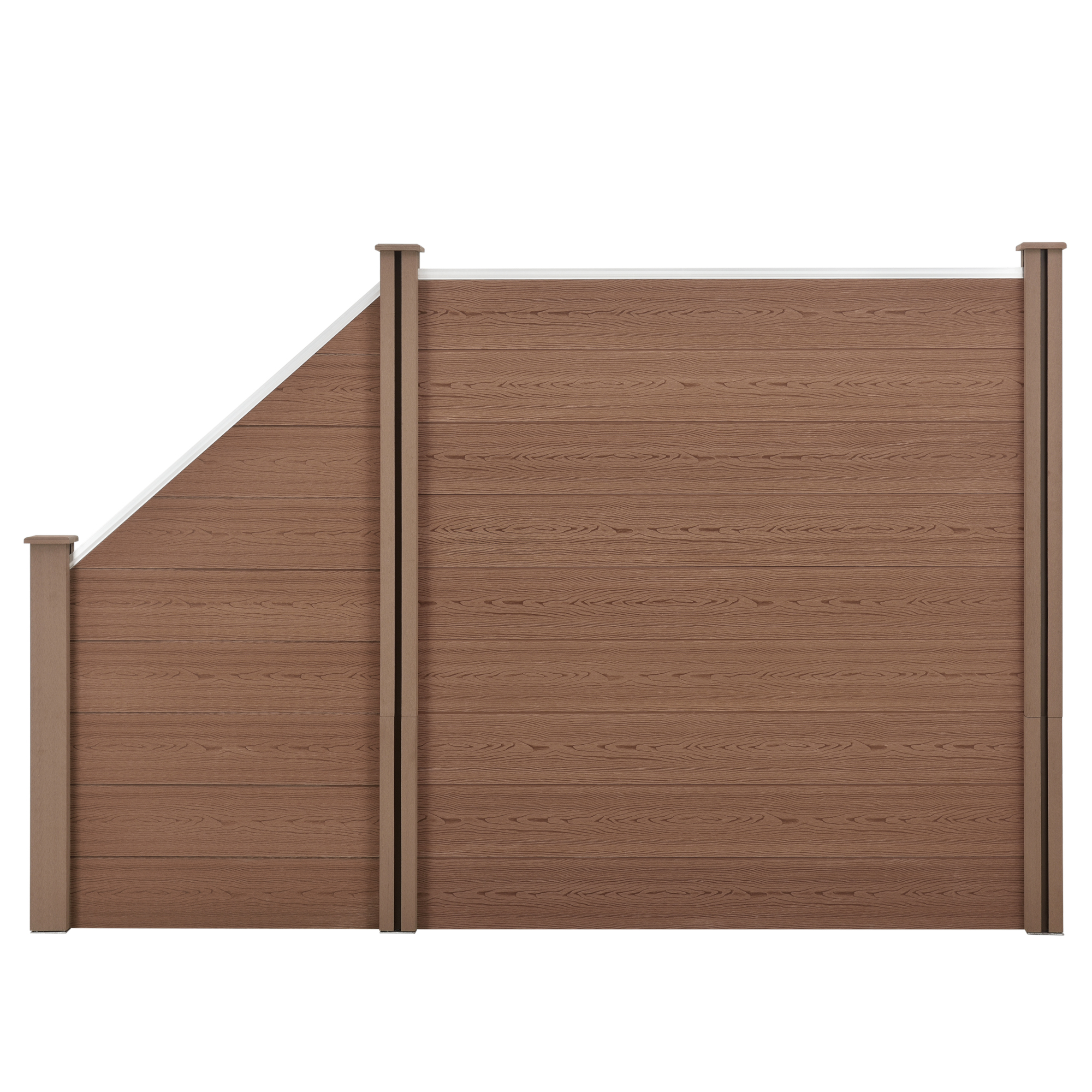 Recinzione in WPC per Giardino Staccionata da Elementi Inclinato e Rettangolare 183x277 cm Marrone NEU.HOLZ