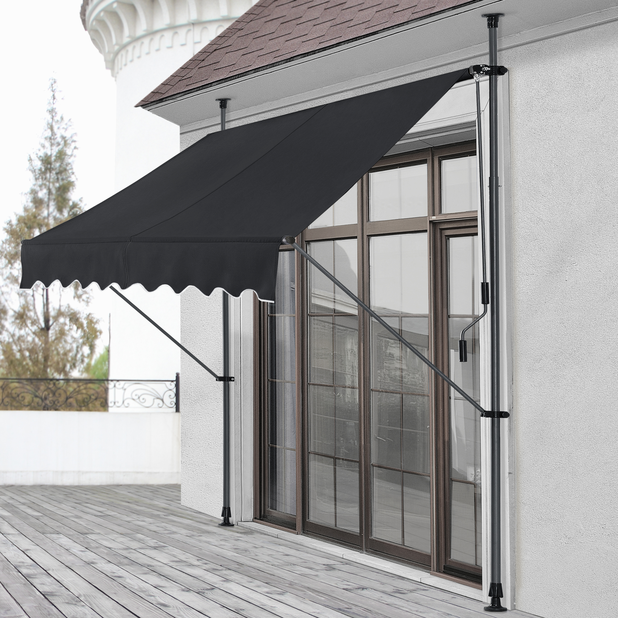 Klemmmarkise 150x120x220-309cm Markise Balkonmarkise -ohne Bohren- schwarz  | eBay.de