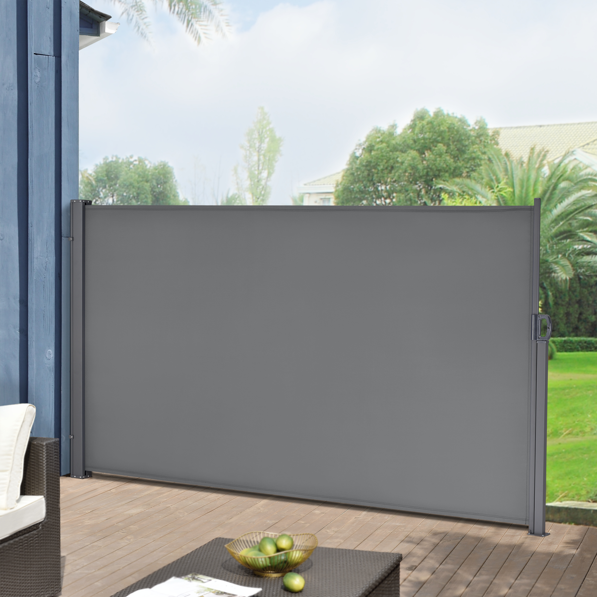 Seitenmarkise 160x300cm mittelgrau Sichtschutz Markise Sonnen- & Windschutz  | eBay