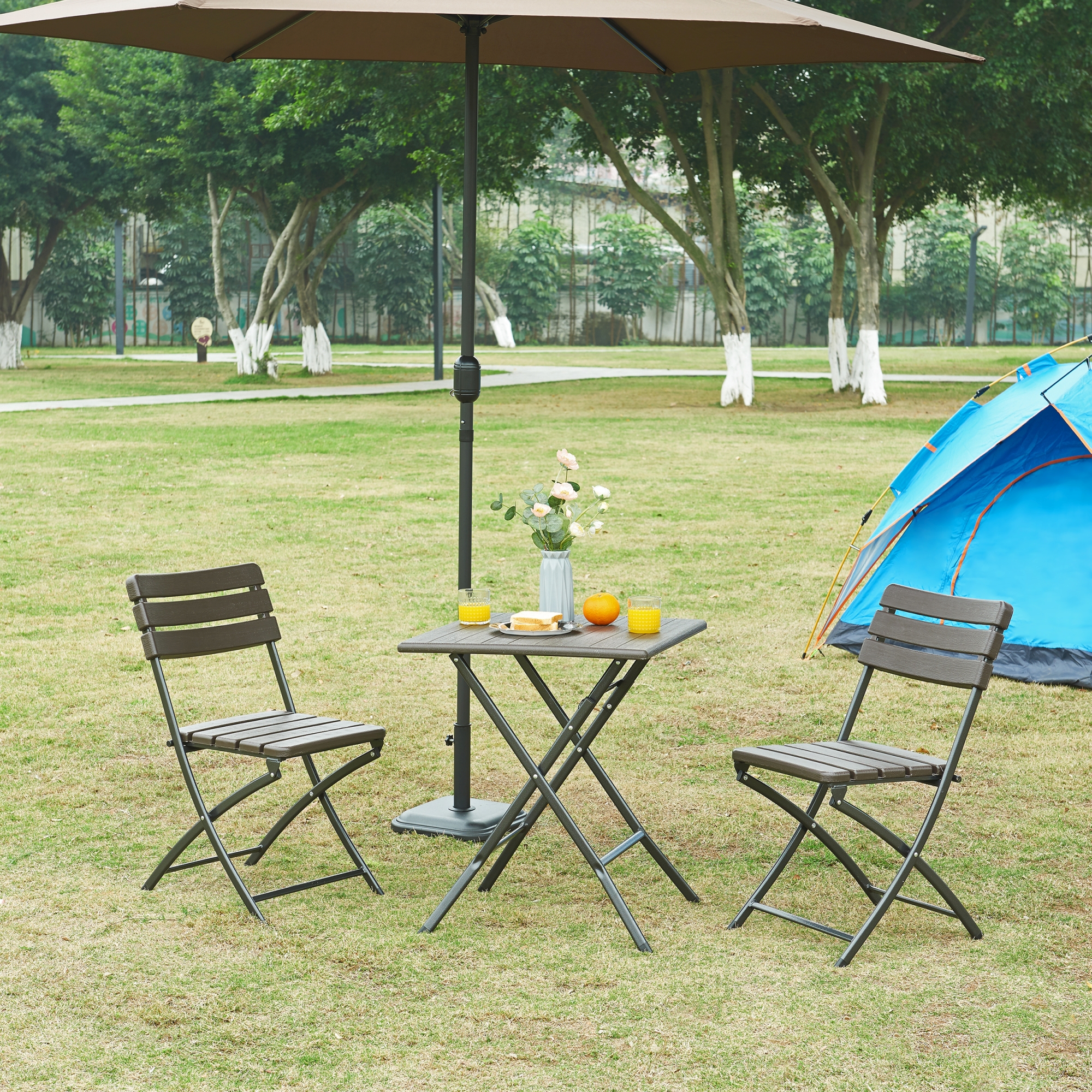 Tavolo da Picnic Lillestrøm Pieghevole 61,5 x 61,5 x 73 cm Marrone Effetto Legno pro.tec